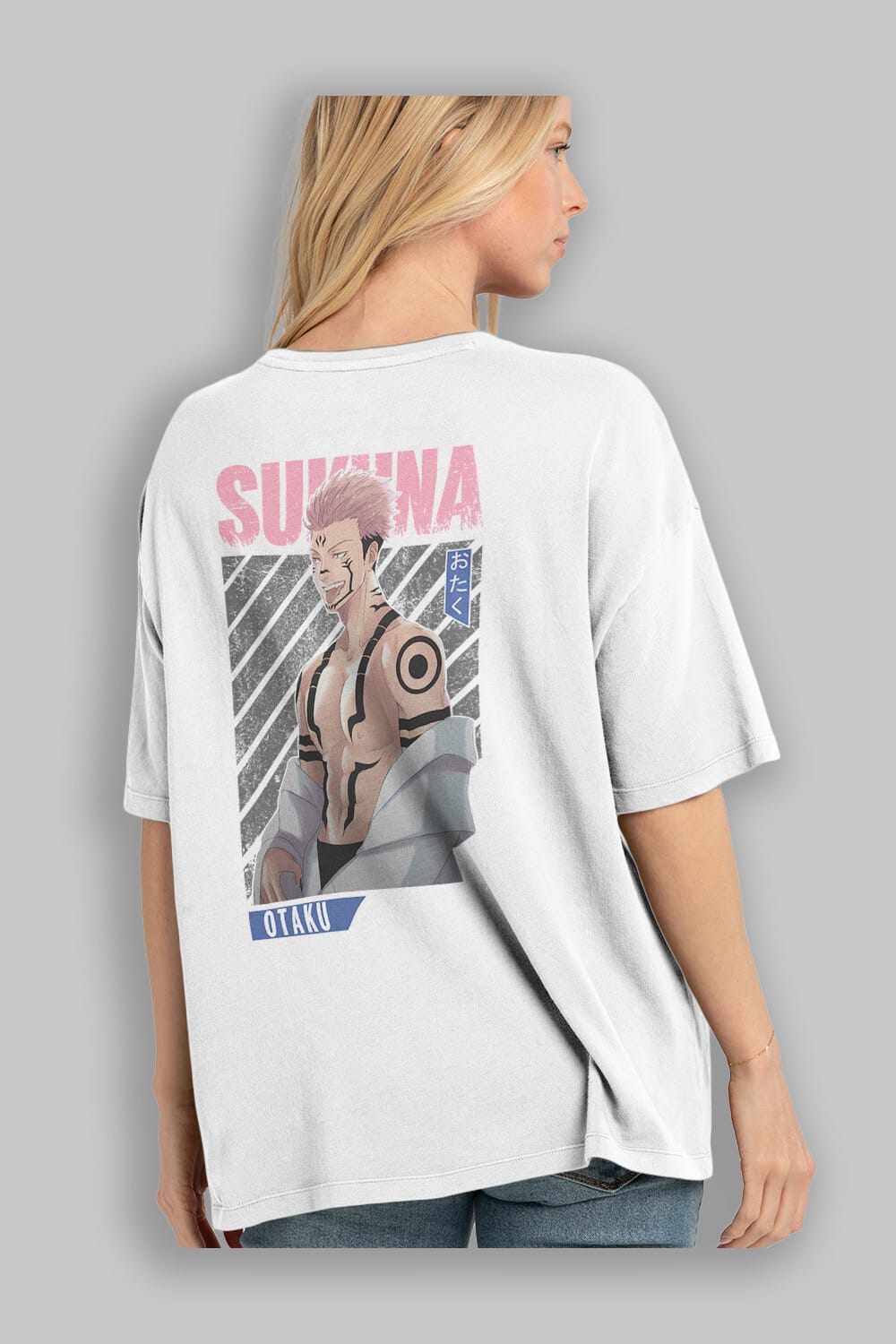 Sukuna Ryoumen Anime Arka Baskılı Oversize t-shirt Erkek Kadın Unisex