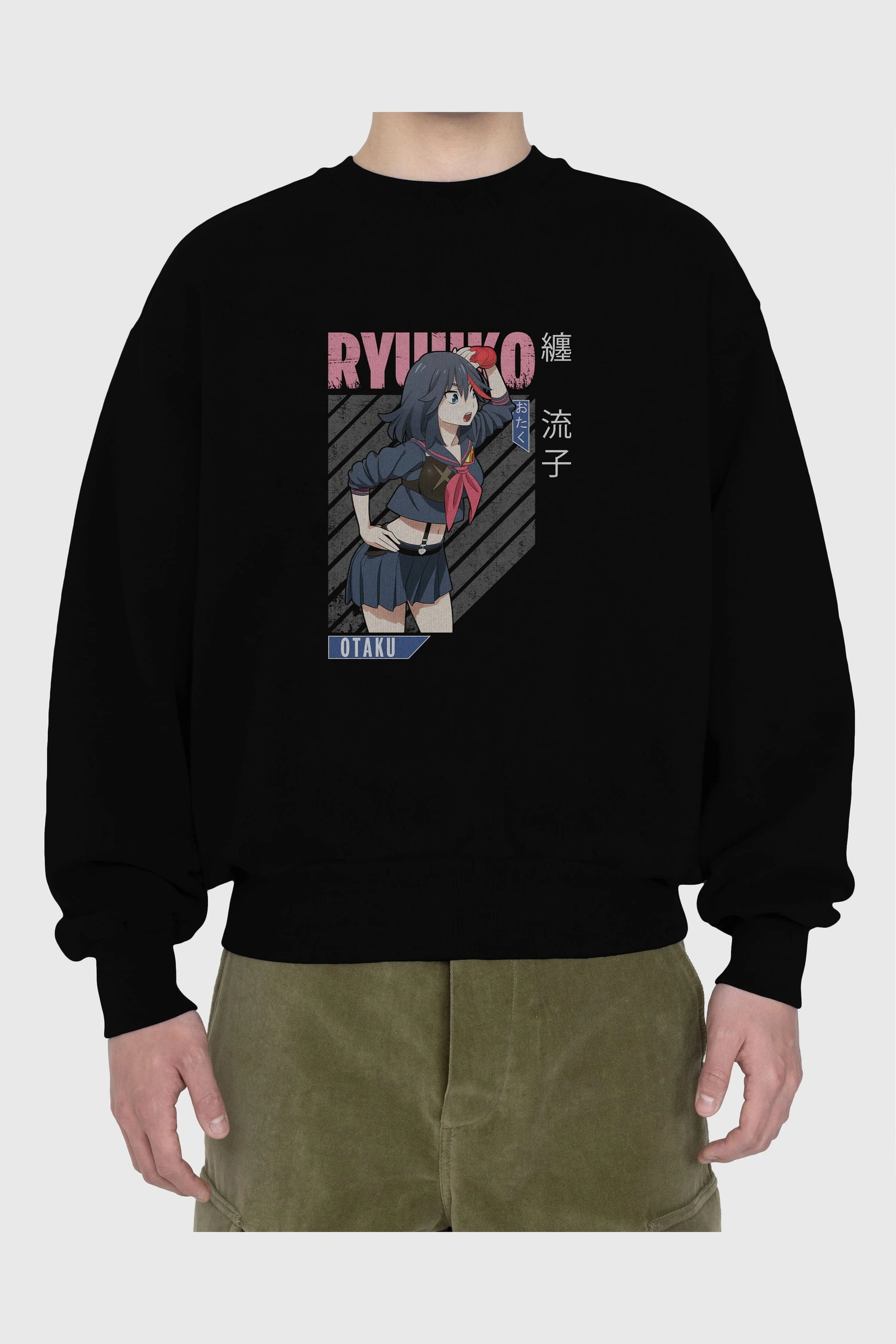 Ryuuko Matoi 6 Anime Ön Baskılı Oversize Sweatshirt Erkek Kadın Unisex