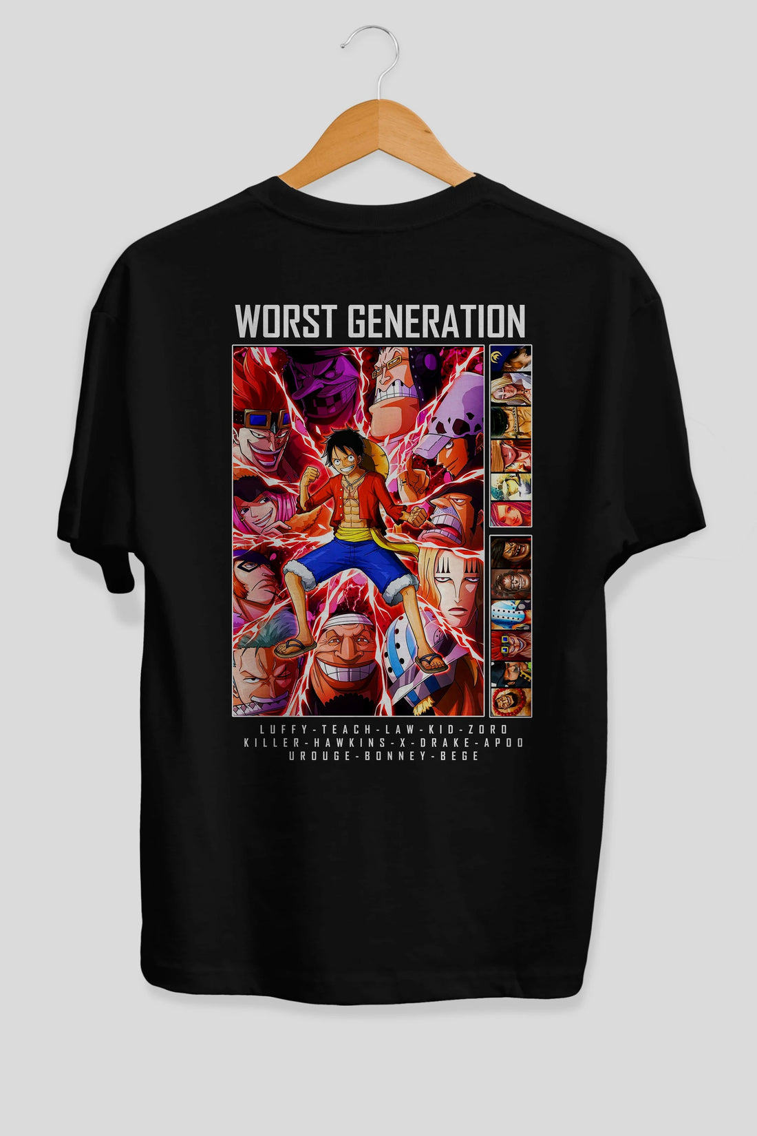 Worst Generation Anime Arka Baskılı Oversize t-shirt Erkek Kadın Unisex %100 pamuk tişort