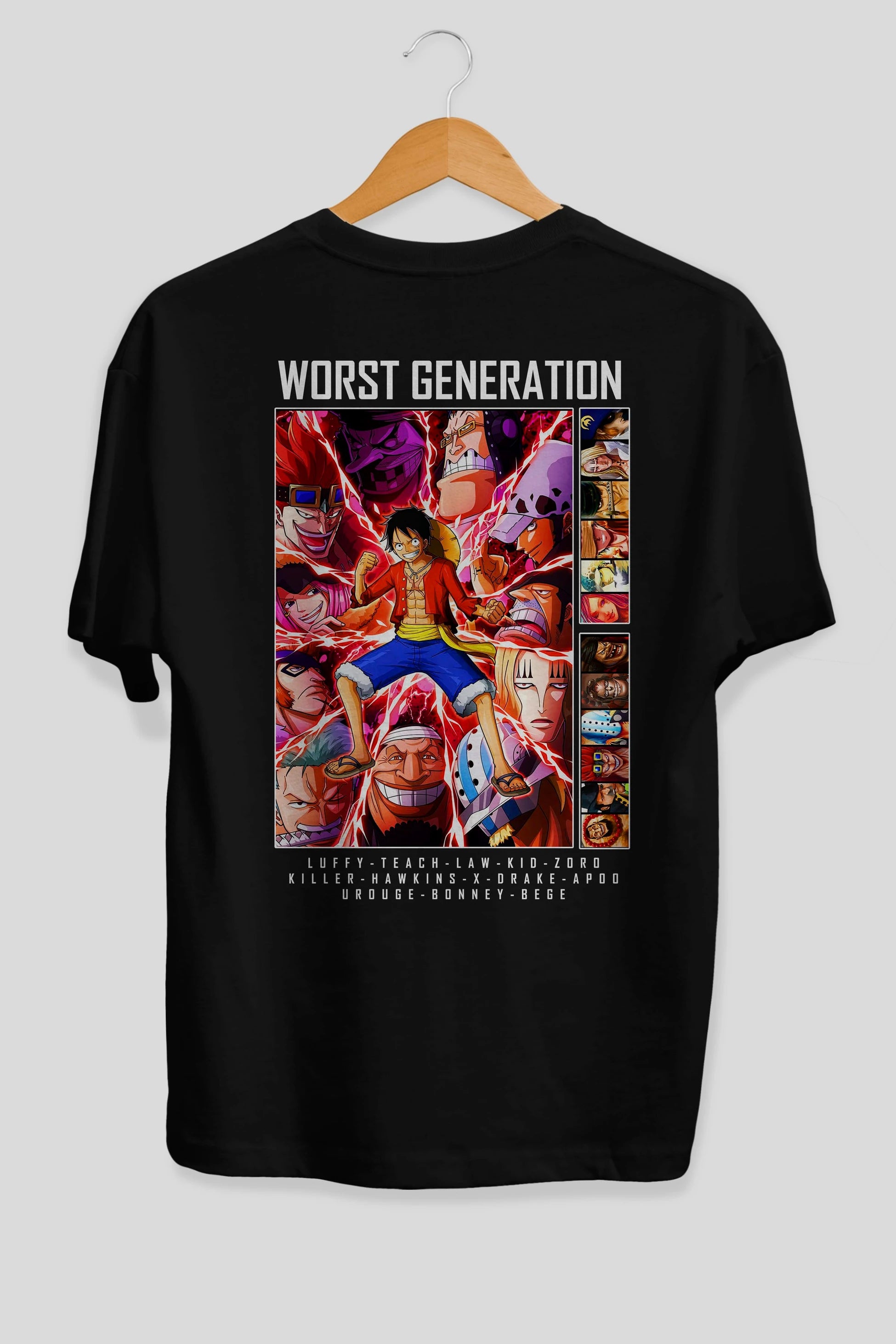 Worst Generation Anime Arka Baskılı Oversize t-shirt Erkek Kadın Unisex %100 pamuk tişort