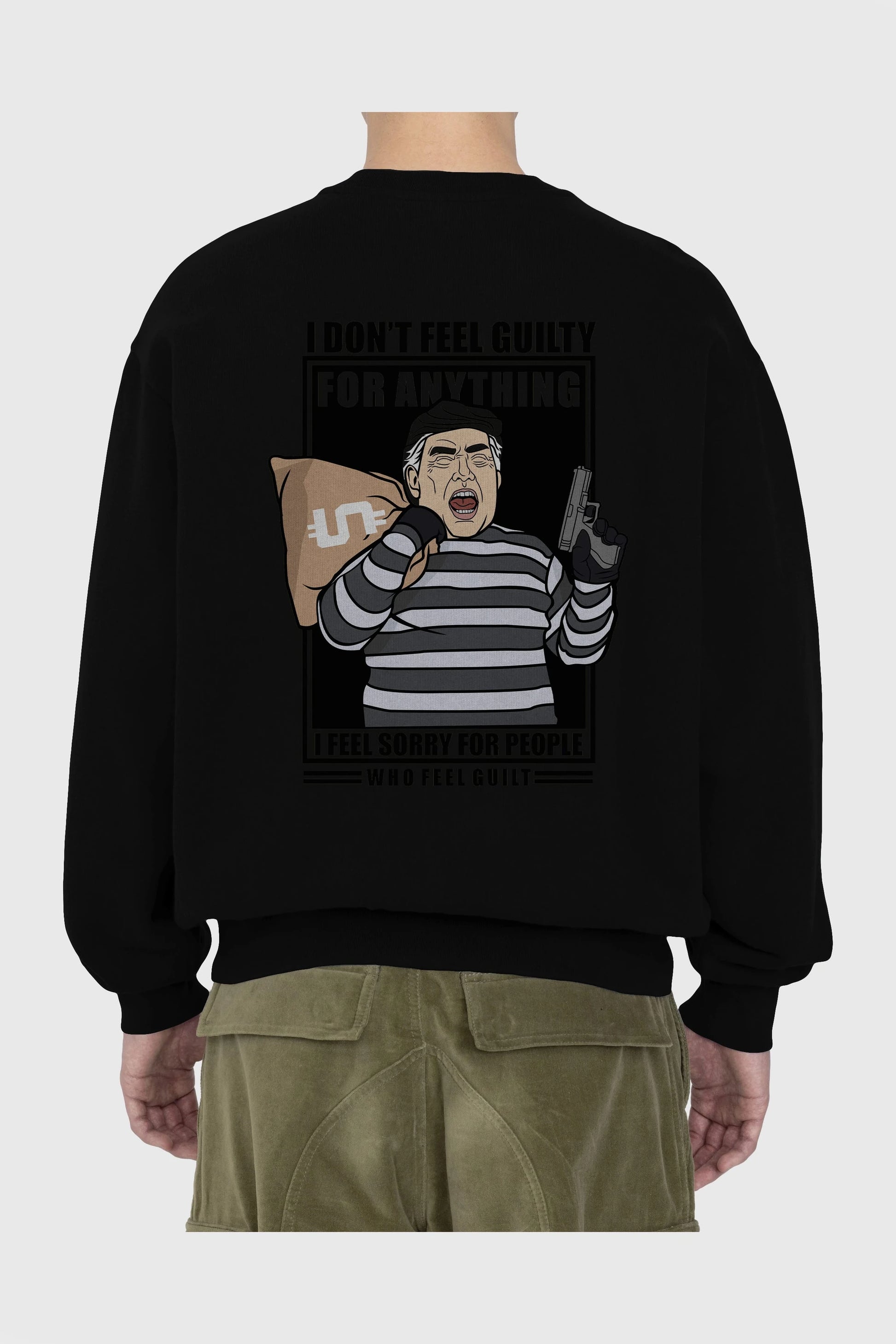 Criminal Trump Arka Baskılı Oversize Sweatshirt Erkek Kadın Unisex