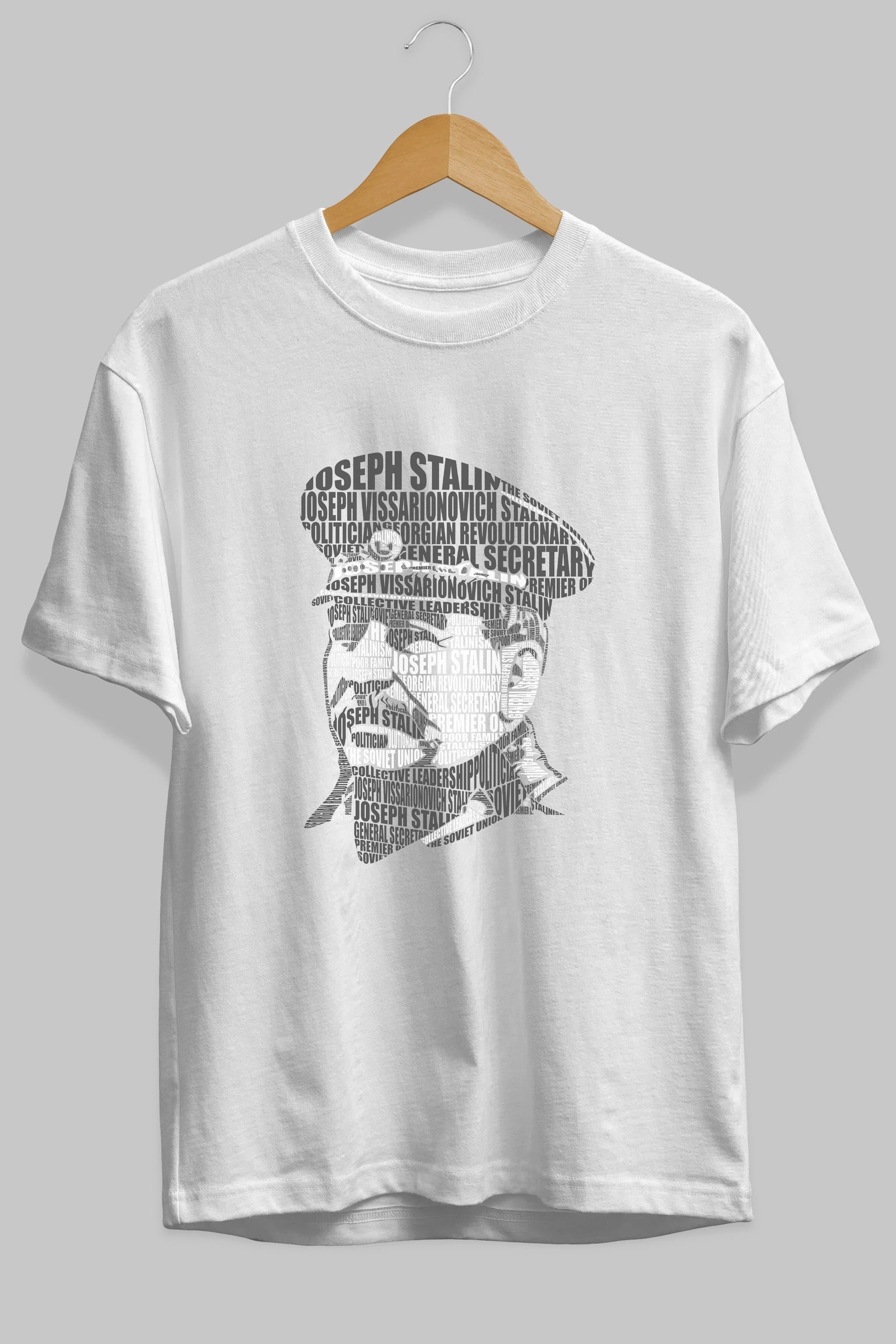 Joseph Stalin Calligram Ön Baskılı Oversize t-shirt %100 pamuk Erkek Kadın Unisex