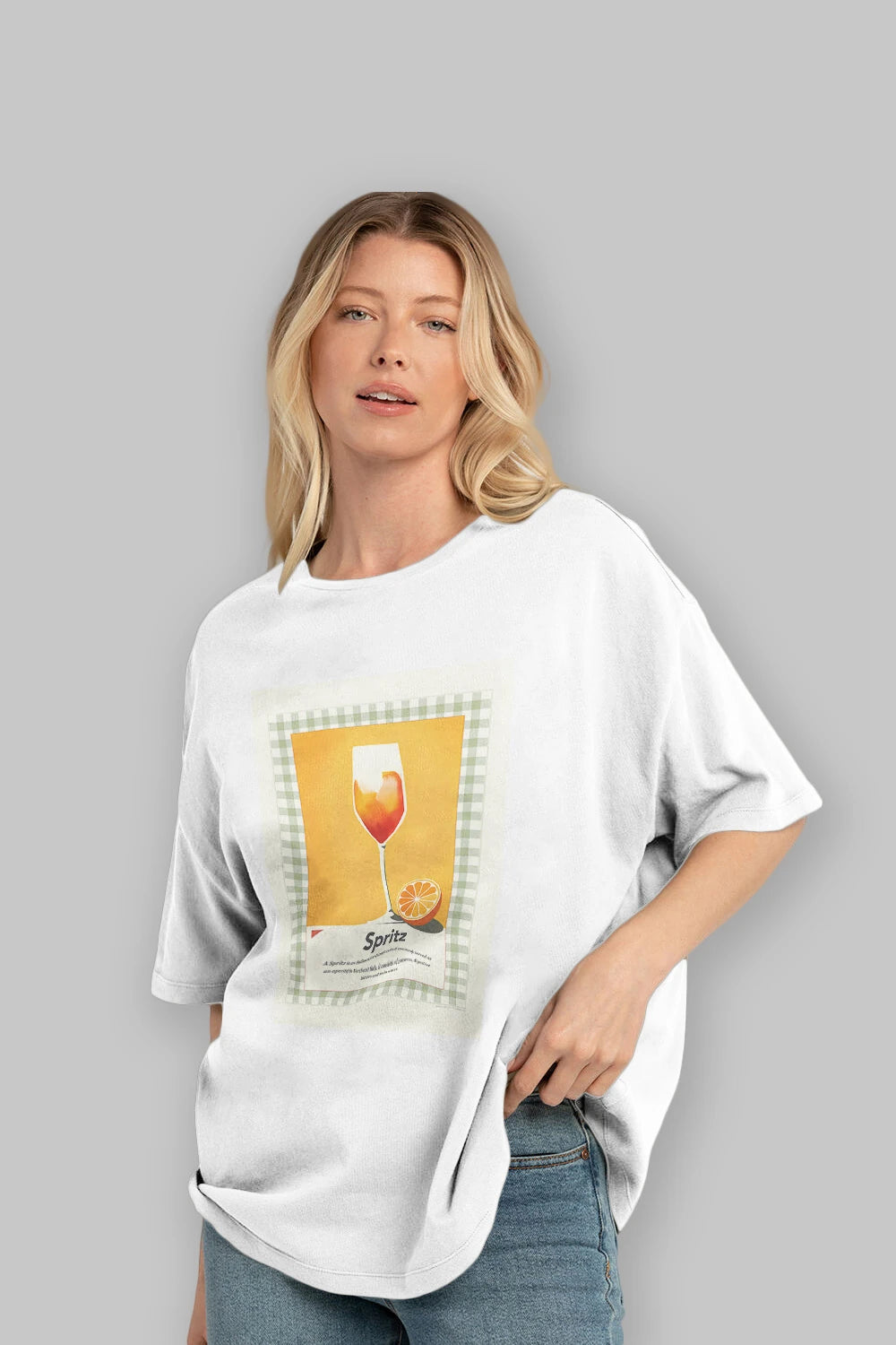 Aperol Spritz 5 Ön Baskılı Oversize t-shirt Erkek Kadın Unisex %100 Pamuk Bisiklet Yaka tişort