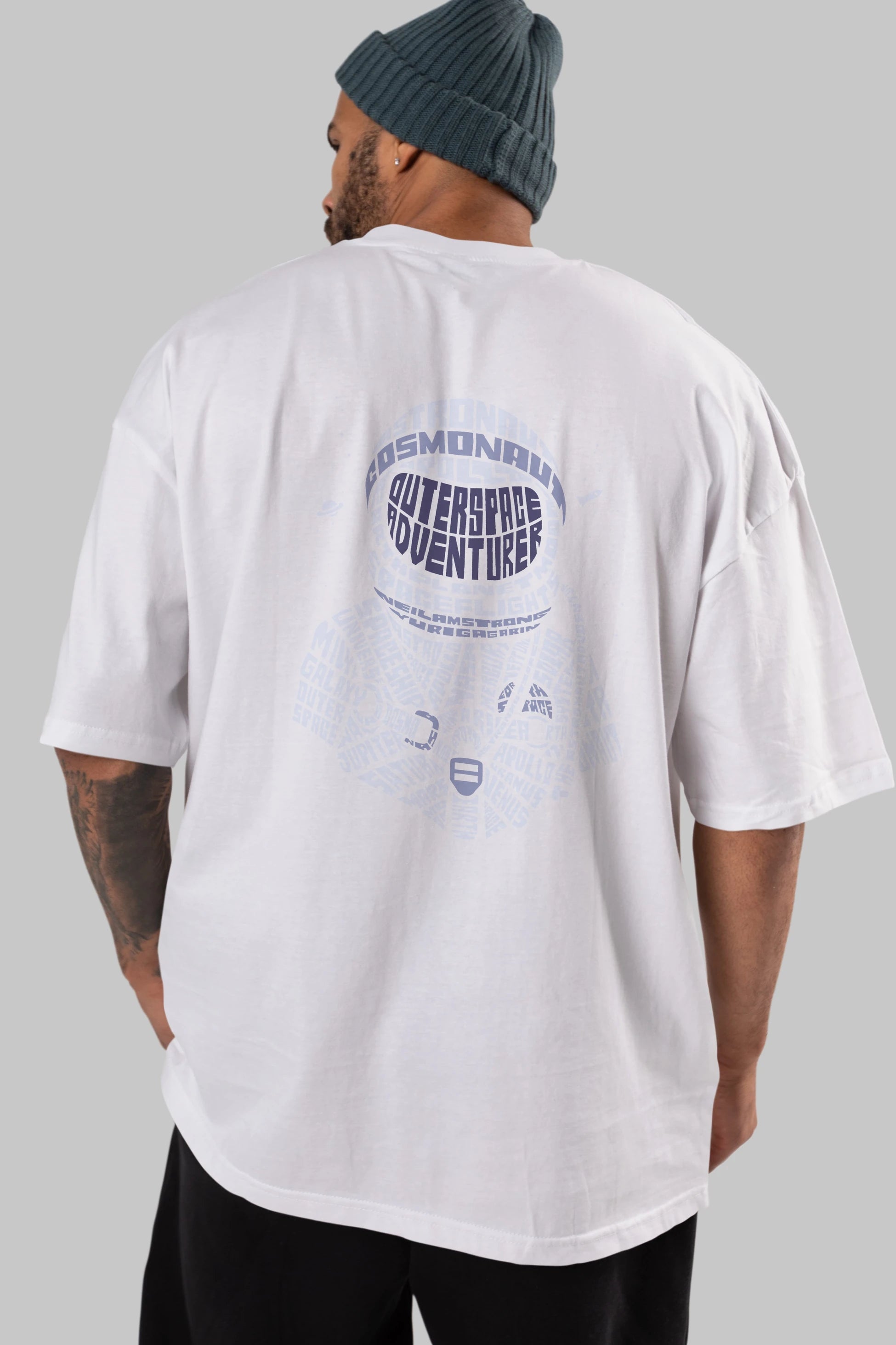 Astronaut Arka Baskılı Oversize t-shirt %100 pamuk Erkek Kadın Unisex