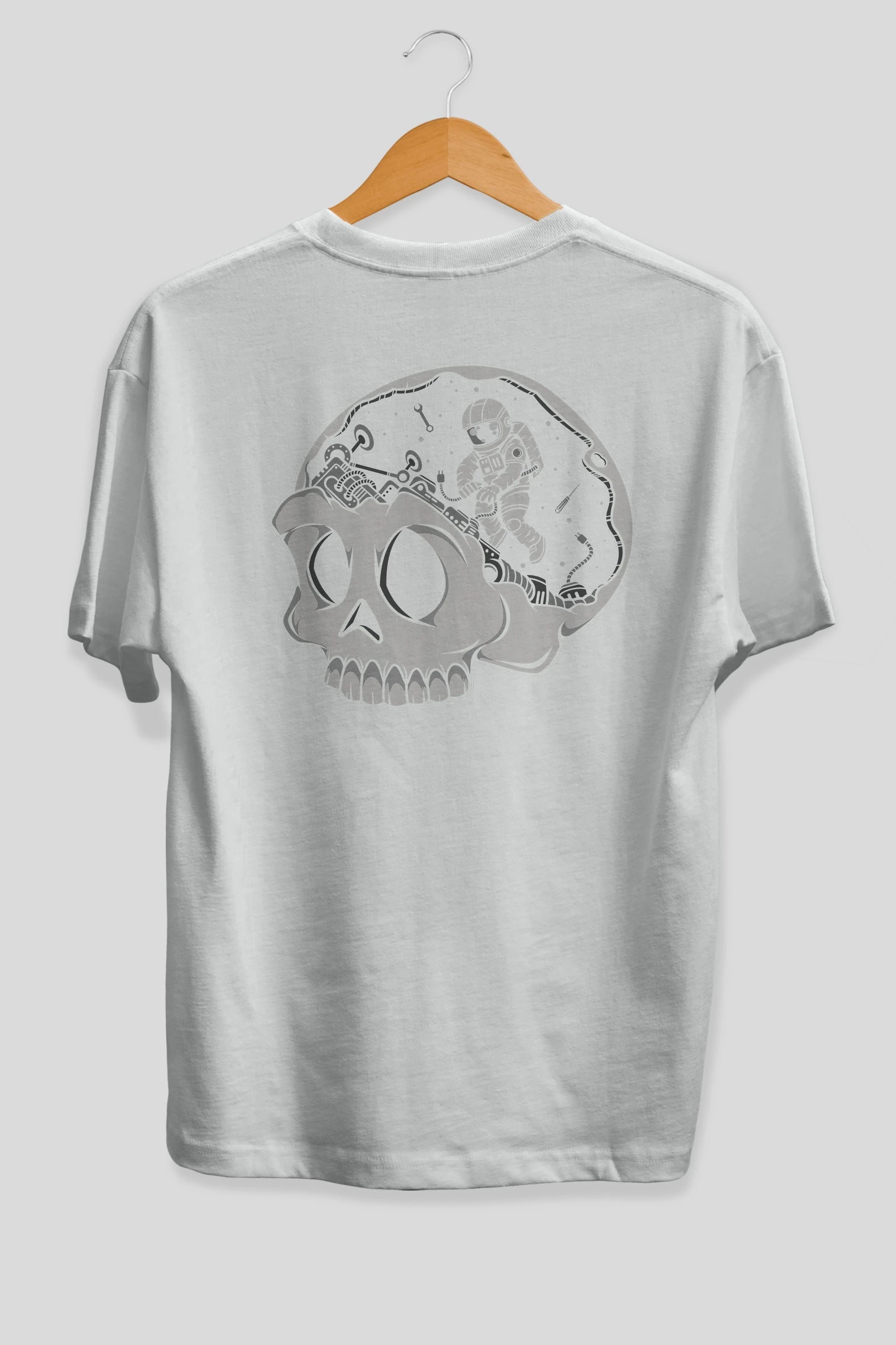 Astronaut Skull Brain Arka Baskılı Oversize t-shirt Erkek Kadın Unisex