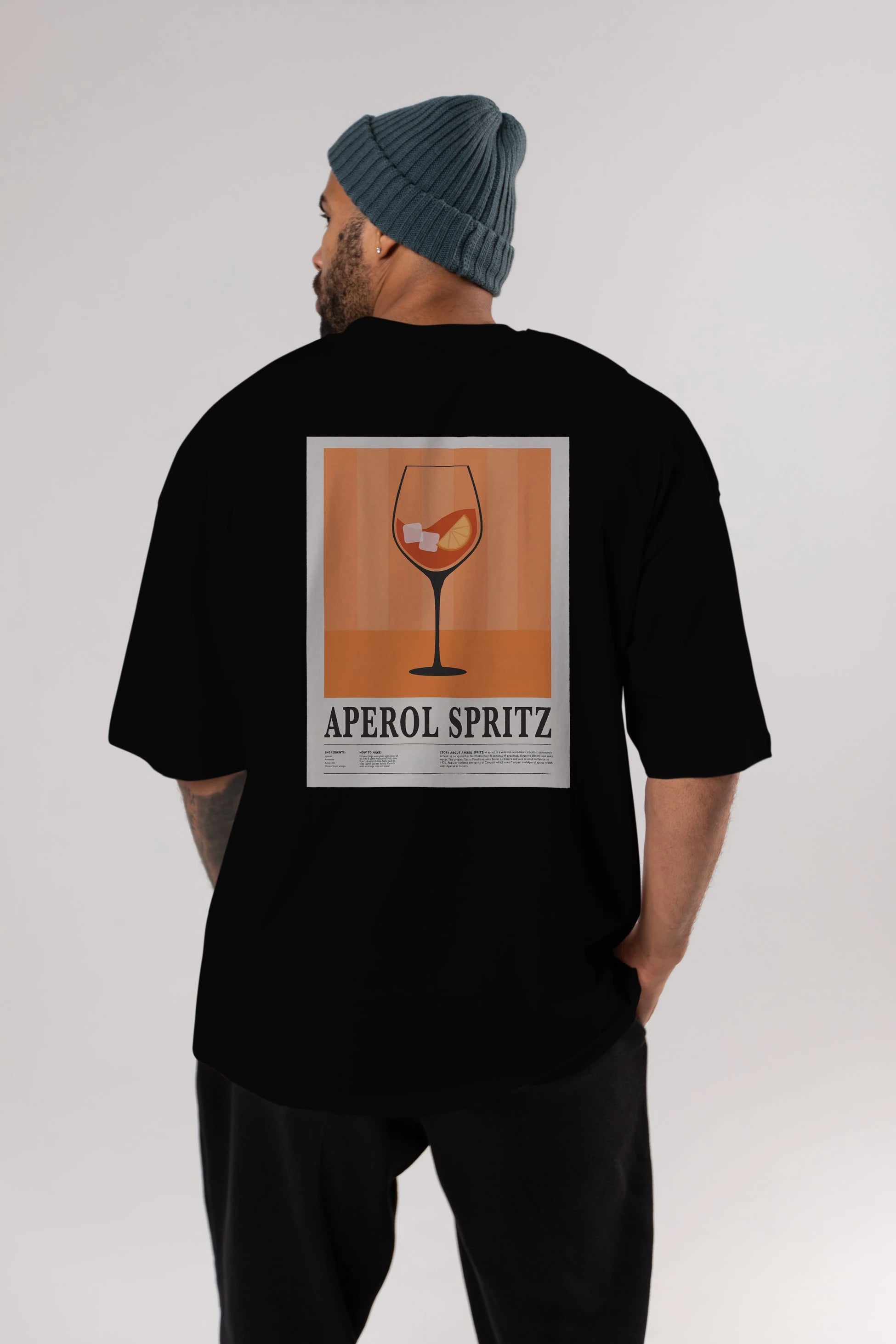 Aperol Spritz 8 Arka Baskılı Oversize t-shirt Erkek Kadın Unisex %100 Pamuk Bisiklet Yaka tişort