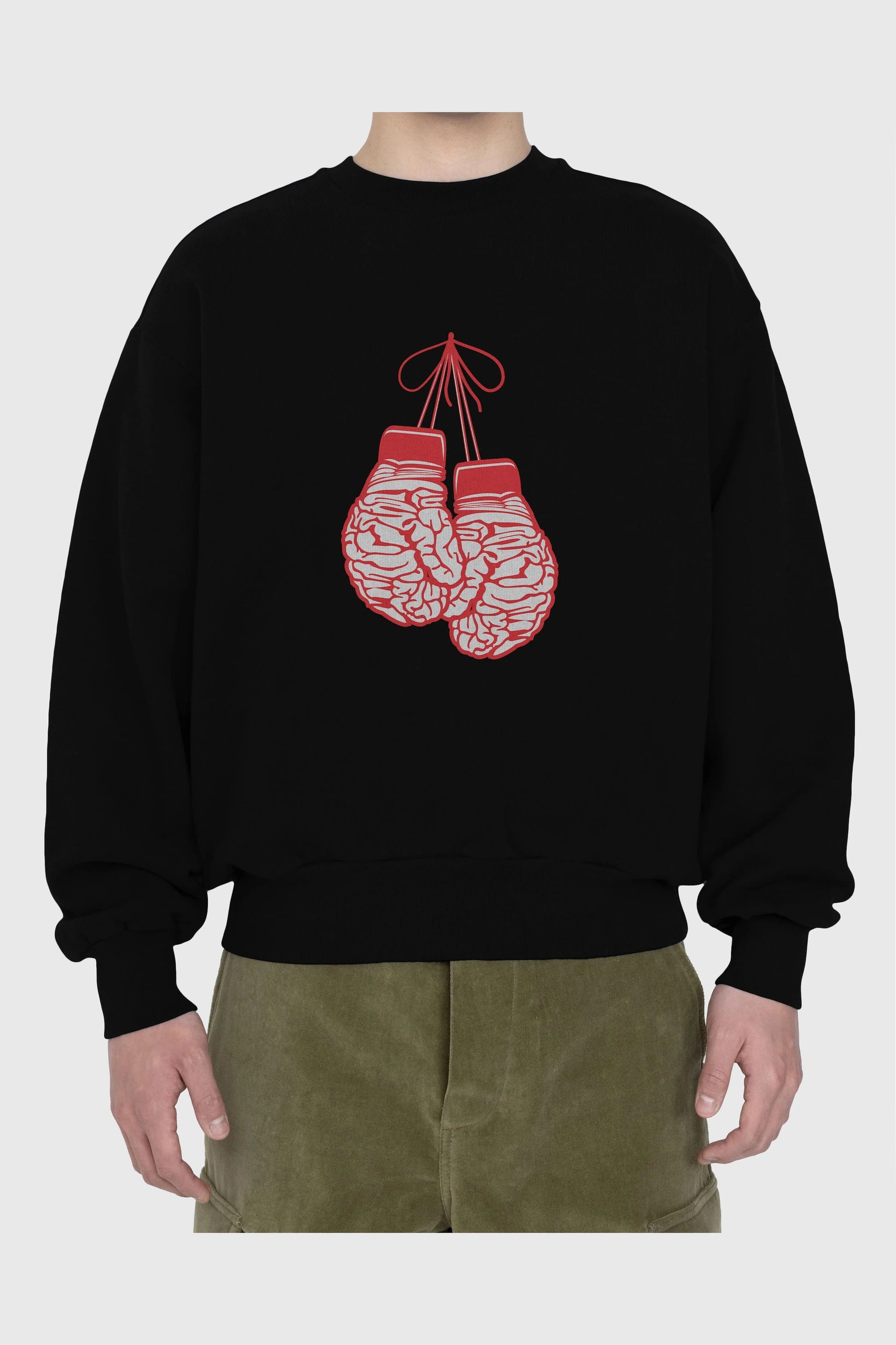 Brain Gloves Ön Baskılı Oversize Sweatshirt Erkek Kadın Unisex