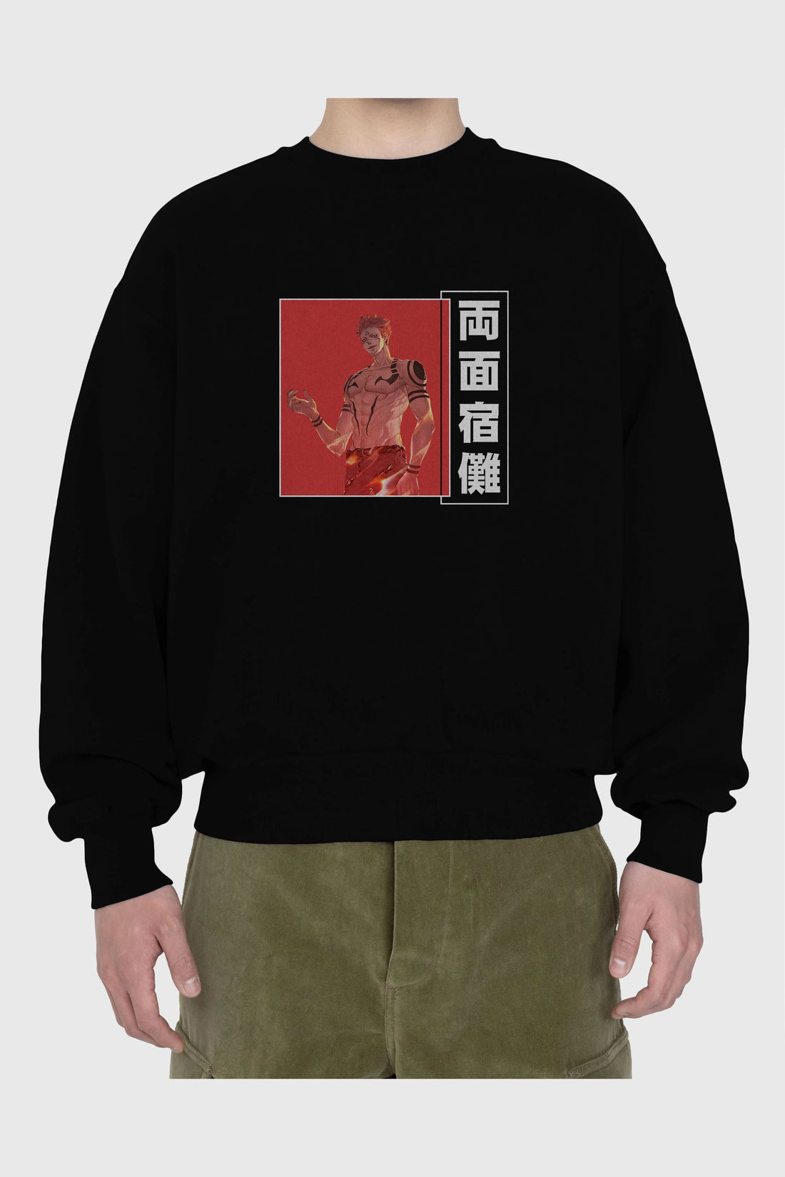 Sukuna Ryoumen 3 Anime Ön Baskılı Oversize Sweatshirt Erkek Kadın Unisex
