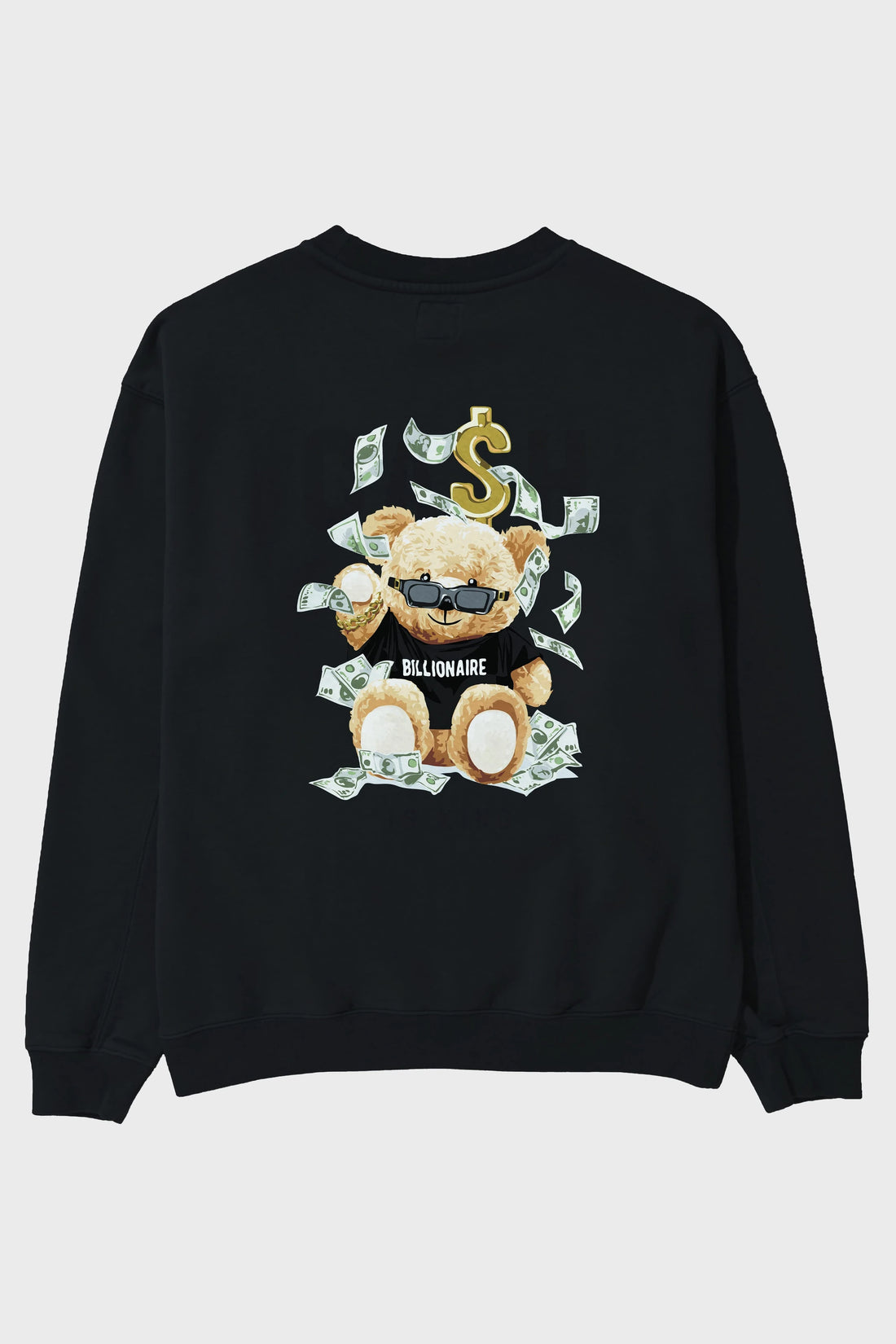 Teddy Bear Billionaire Arka Baskılı Oversize Sweatshirt Erkek Kadın Unisex
