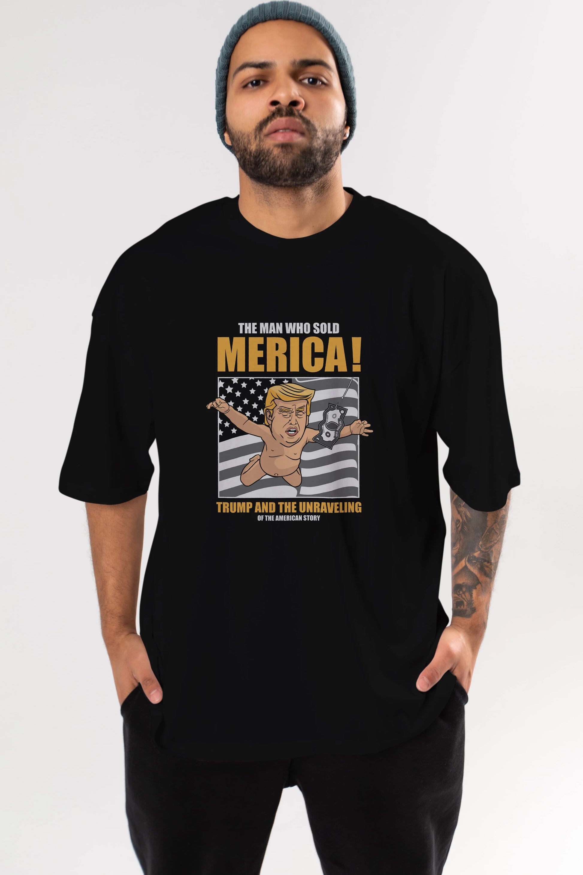 Trump Nirvana Ön Baskılı Oversize t-shirt Erkek Kadın Unisex %100 Pamuk tişort