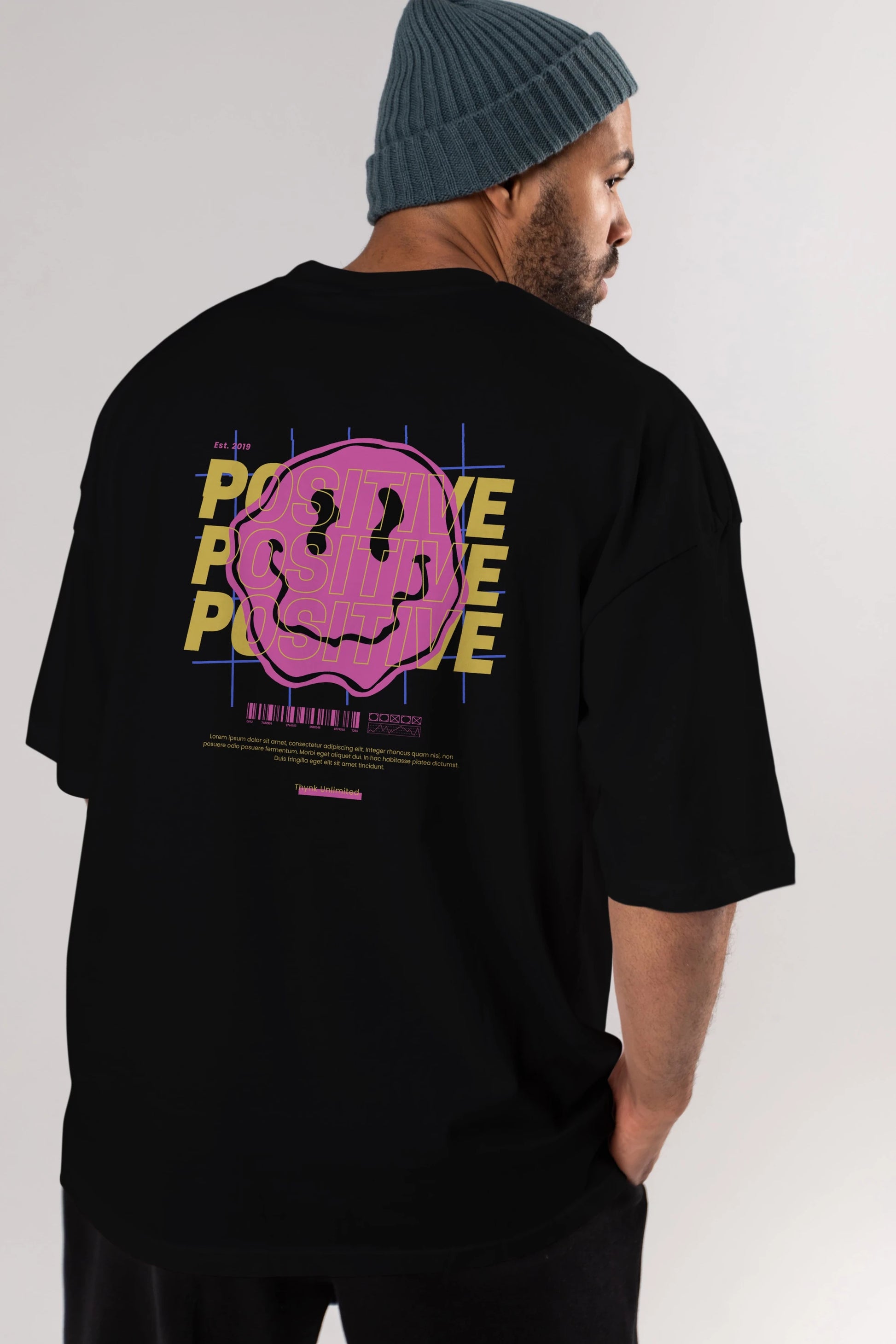 Positive 2 Arka Baskılı Oversize t-shirt Erkek Kadın Unisex