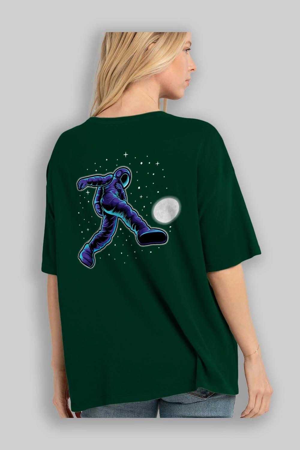 Astroball in Space Arka Baskılı Oversize t-shirt Erkek Kadın Unisex