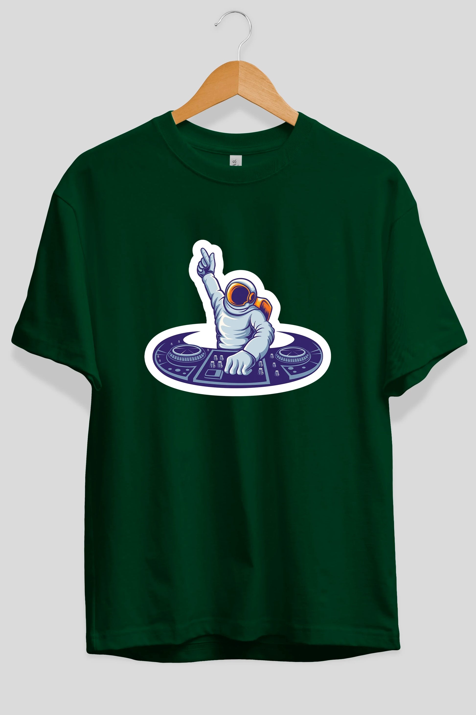 Astronaut Disk Jockey Party Sticker Ön Baskılı Oversize t-shirt Erkek Kadın Unisex
