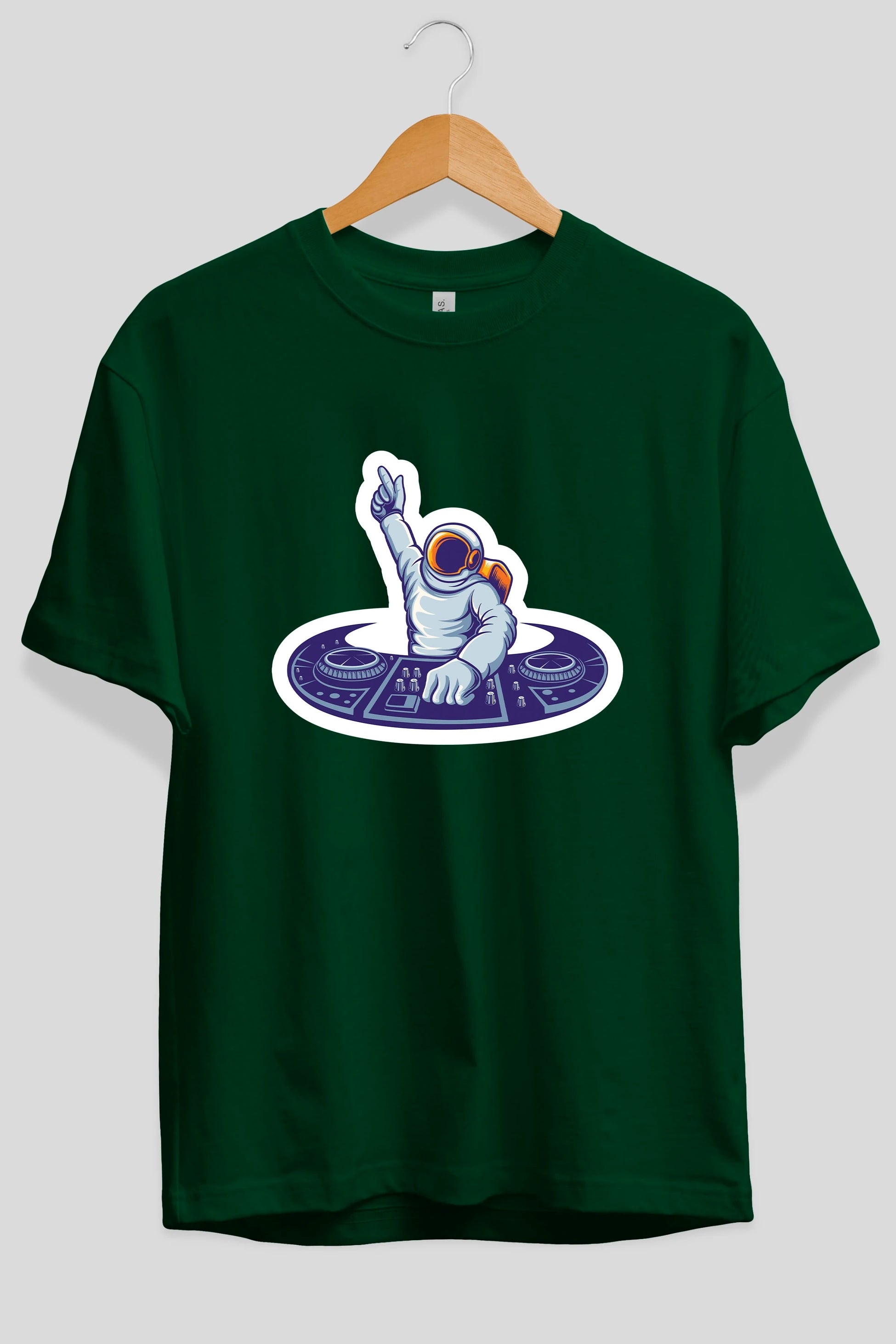 Astronaut Disk Jockey Party Sticker Ön Baskılı Oversize t-shirt Erkek Kadın Unisex