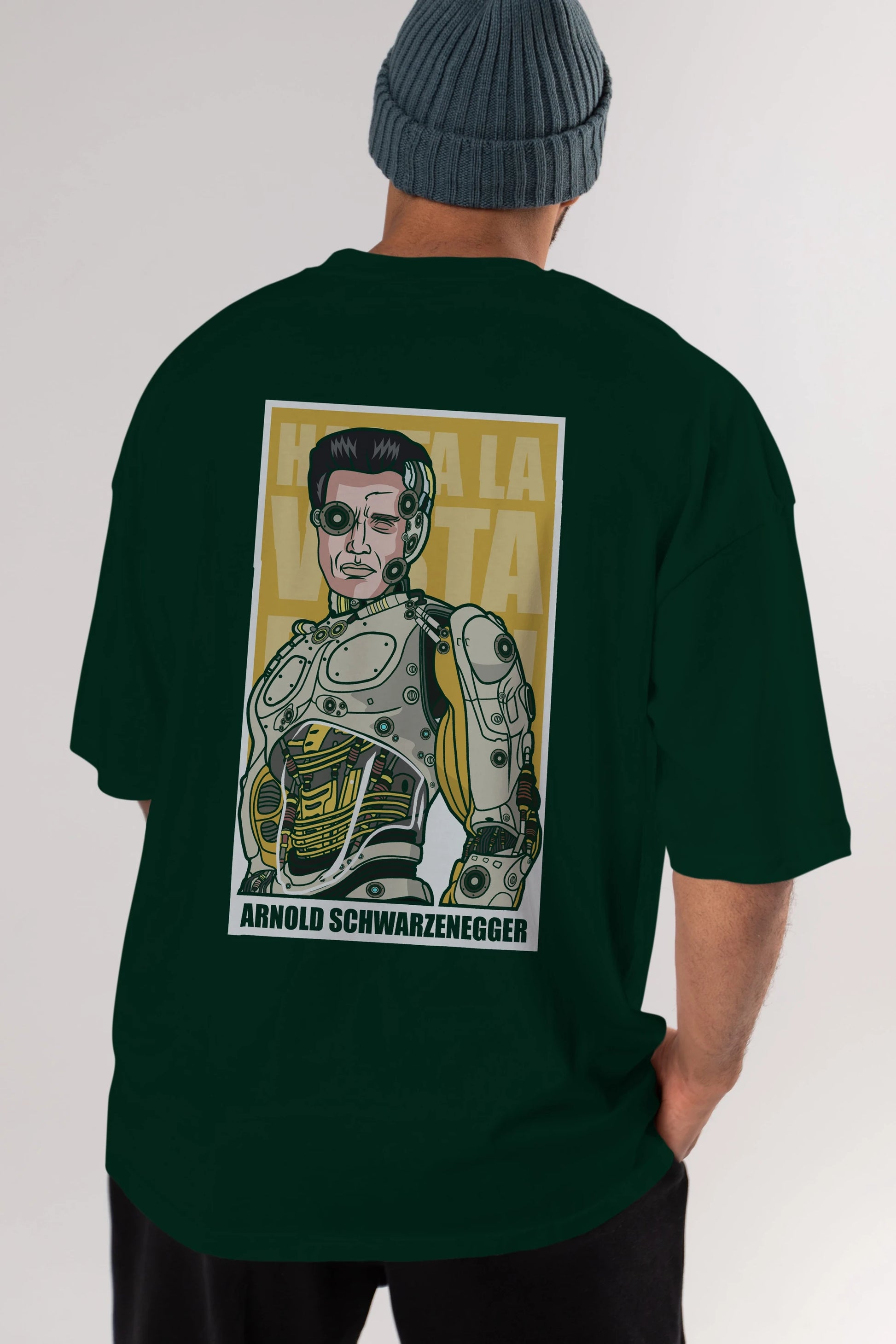Arnold Robot Human Arka Baskılı Oversize t-shirt Erkek Kadın Unisex %100 Pamuk tişort