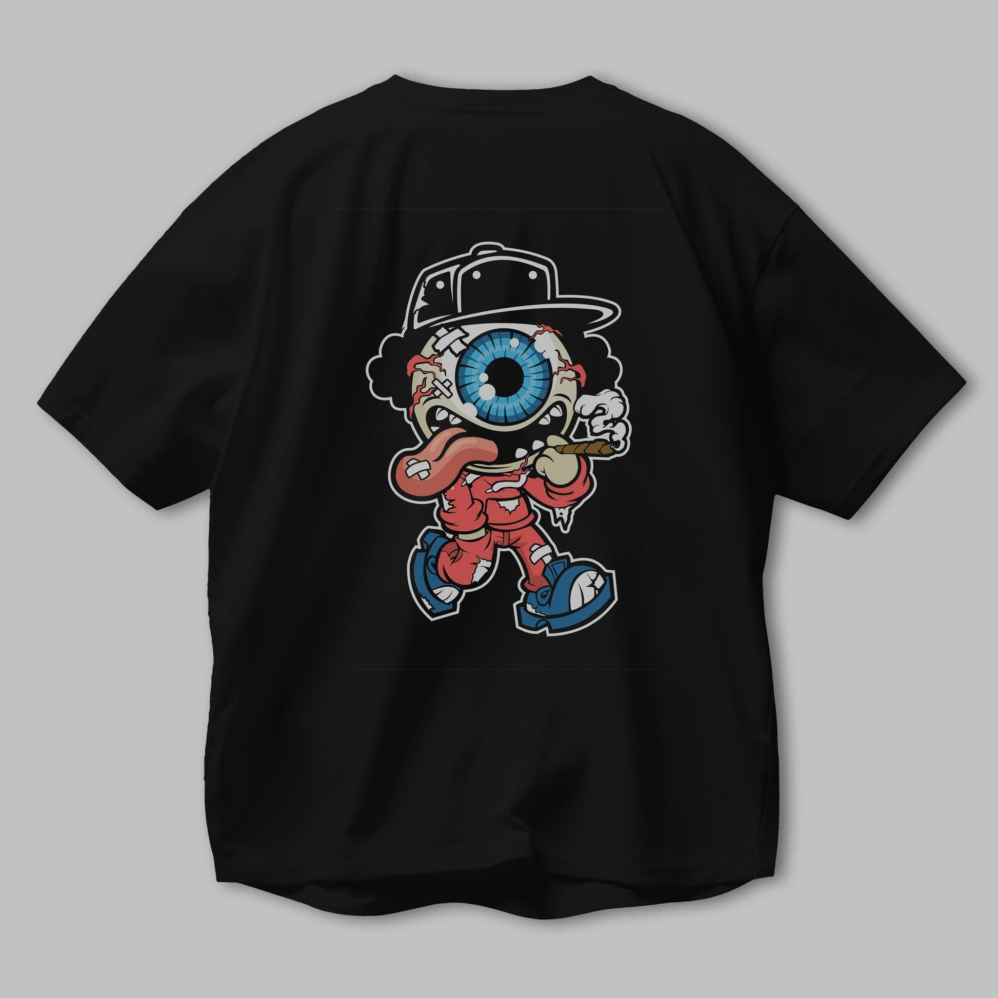 Eyeball Monster Arka Baskılı Oversize t-shirt Erkek Kadın Unisex %100 Pamuk tişort