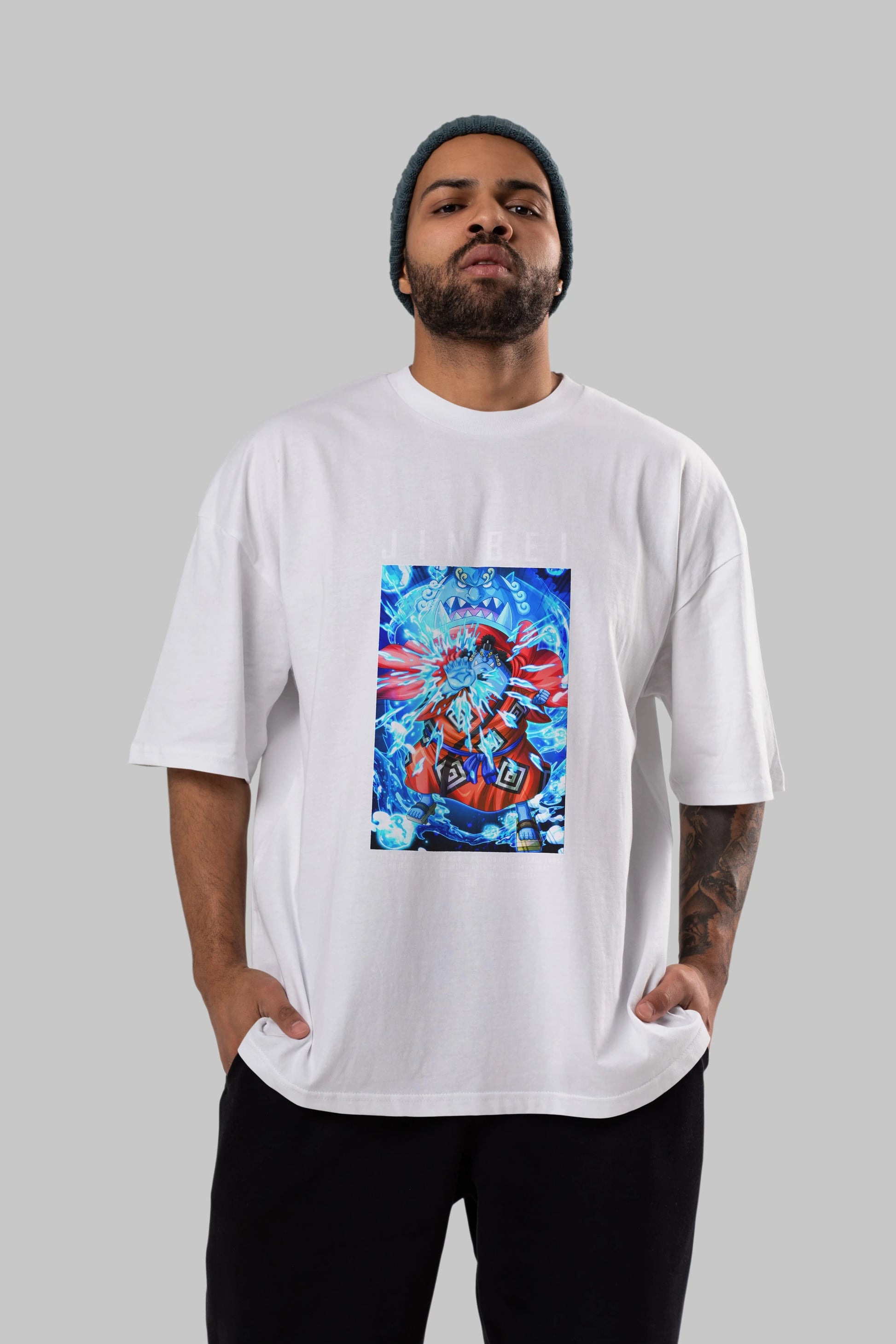 Jinbei Anime Ön Baskılı Oversize t-shirt Erkek Kadın Unisex