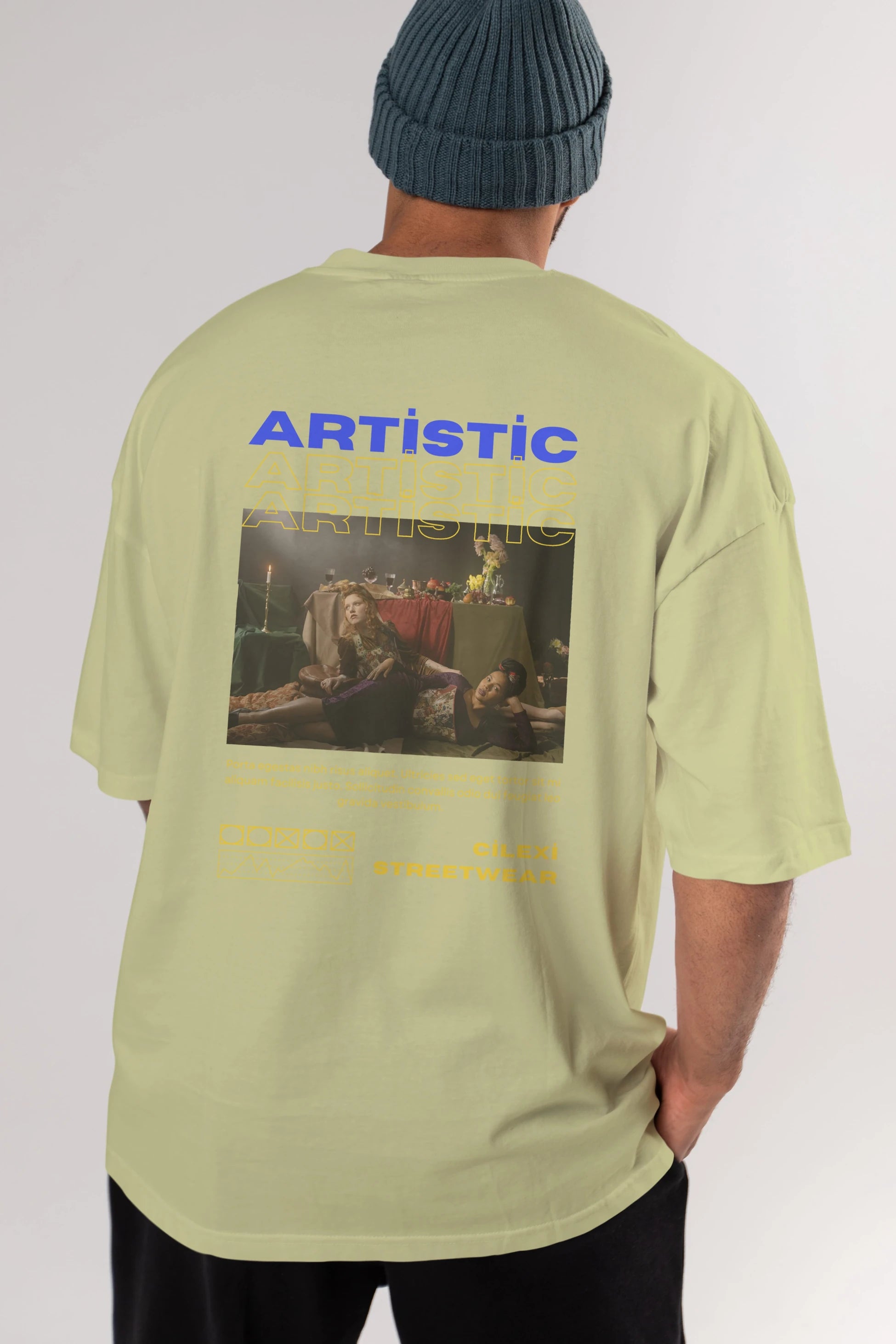 Artistic Yazılı Streetwear Arka Baskılı Oversize t-shirt Erkek Kadın Unisex