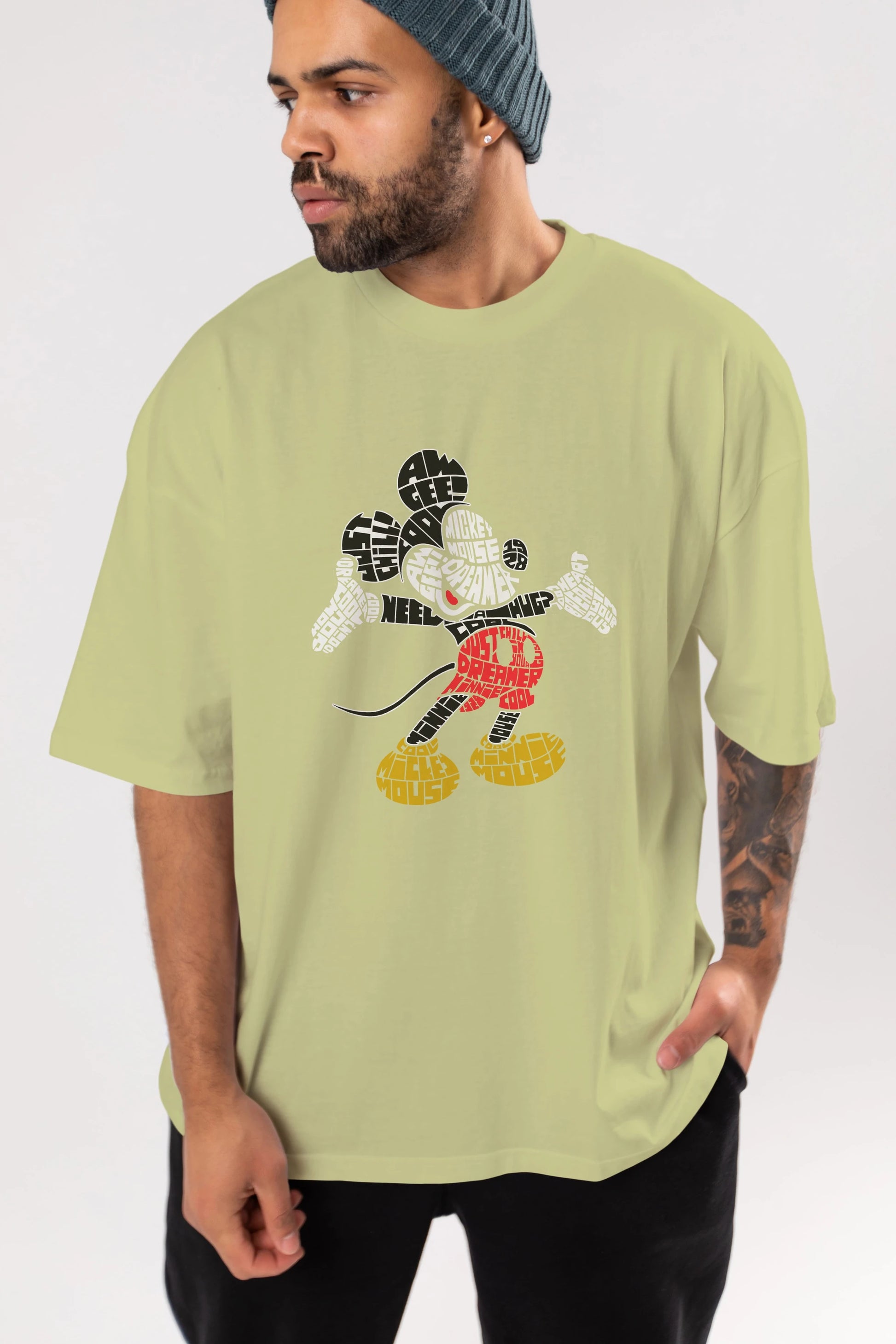 Mickey Ön Baskılı Oversize t-shirt %100 pamuk Erkek Kadın Unisex