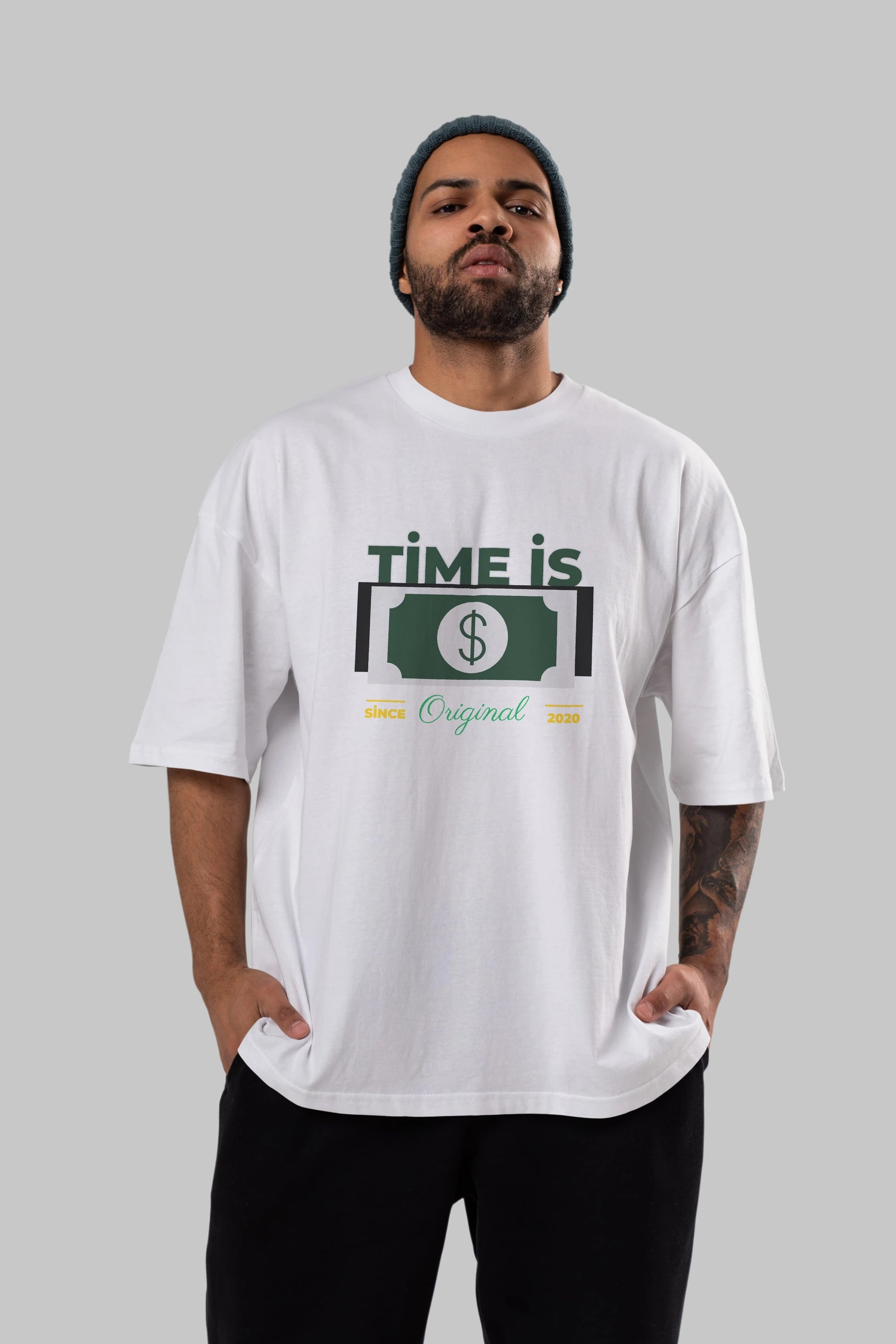 Time is Original Ön Baskılı Oversize t-shirt Erkek Kadın Unisex