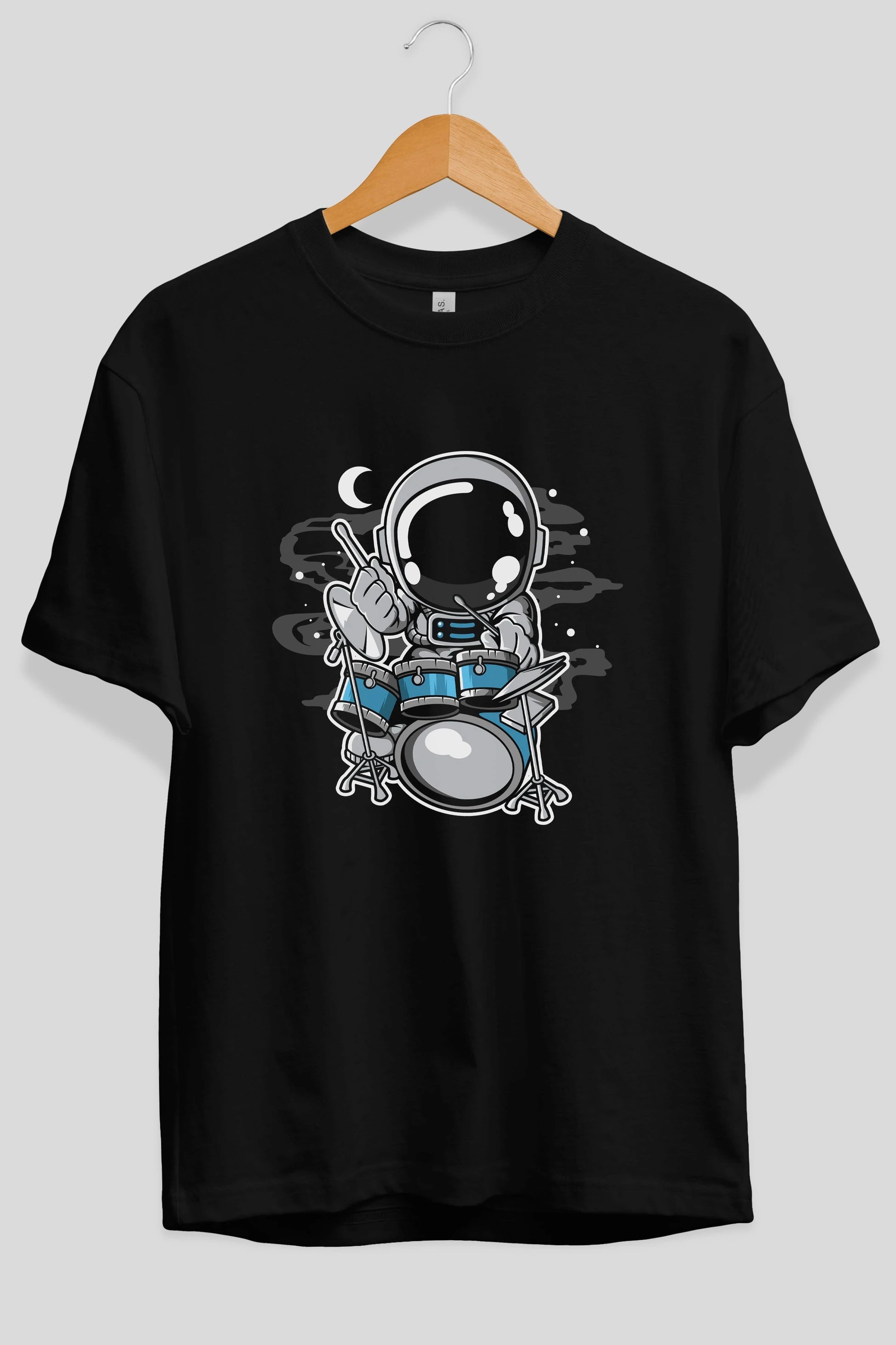Astronaut Drummer Ön Baskılı Oversize t-shirt Erkek Kadın Unisex