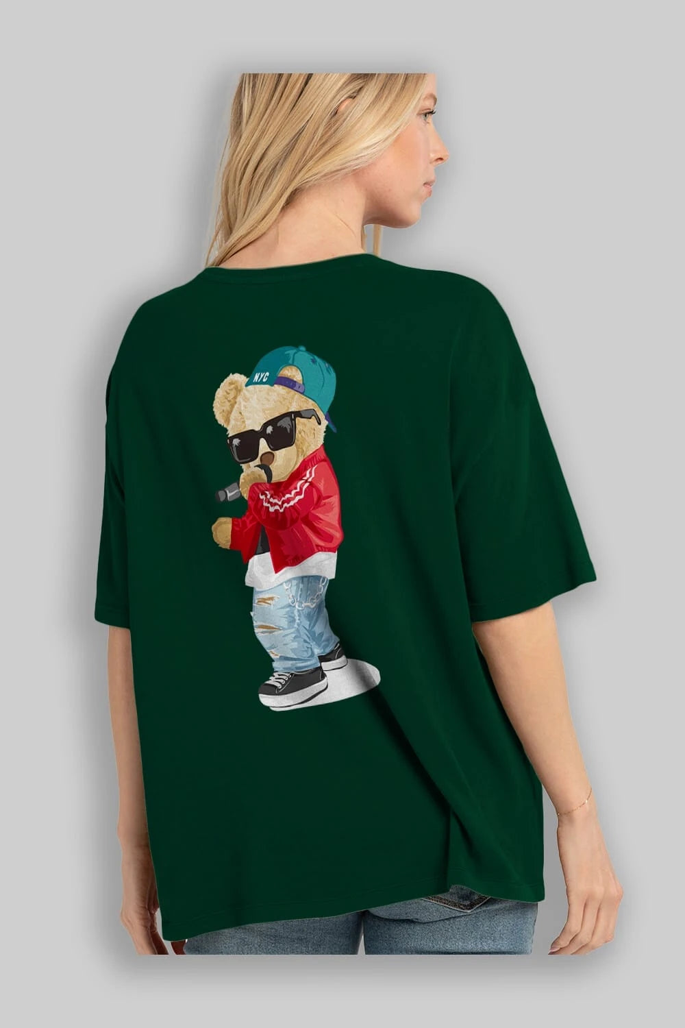 Teddy Bear Şarkıcı Arka Baskılı Oversize t-shirt Erkek Kadın Unisex %100 Pamuk