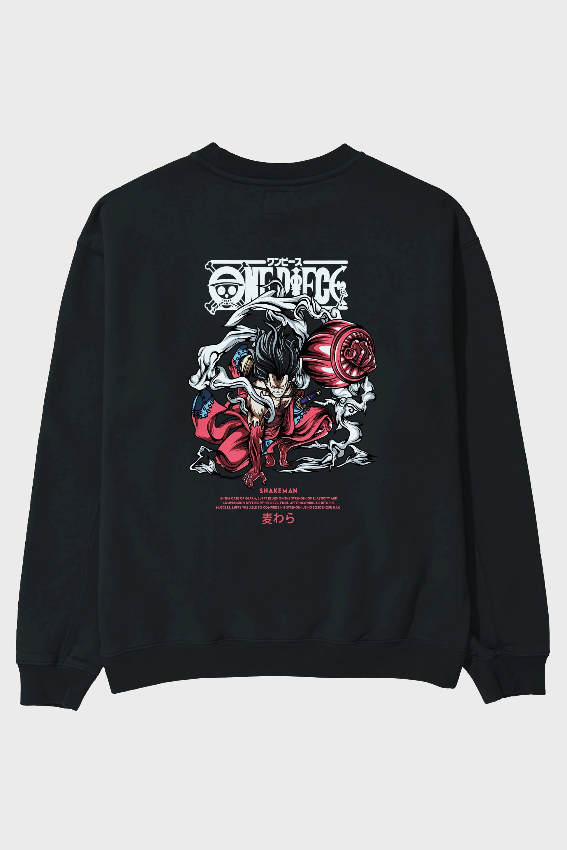One Piece Snakeman Anime Arka Baskılı Oversize Sweatshirt Erkek Kadın Unisex