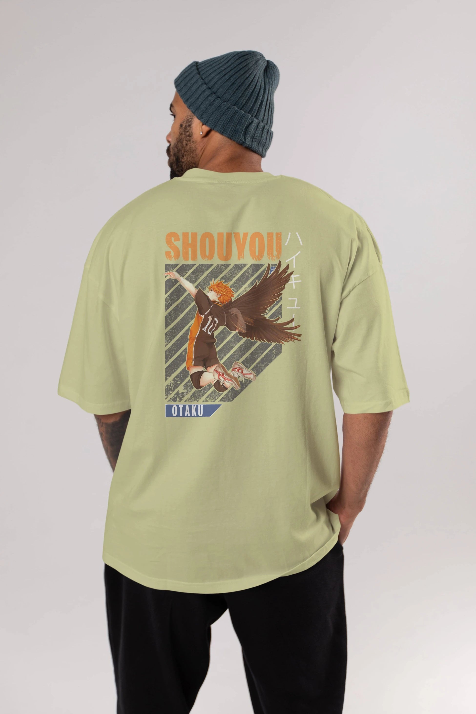 Shouyou Hinata 10 Anime Arka Baskılı Oversize t-shirt Erkek Kadın Unisex