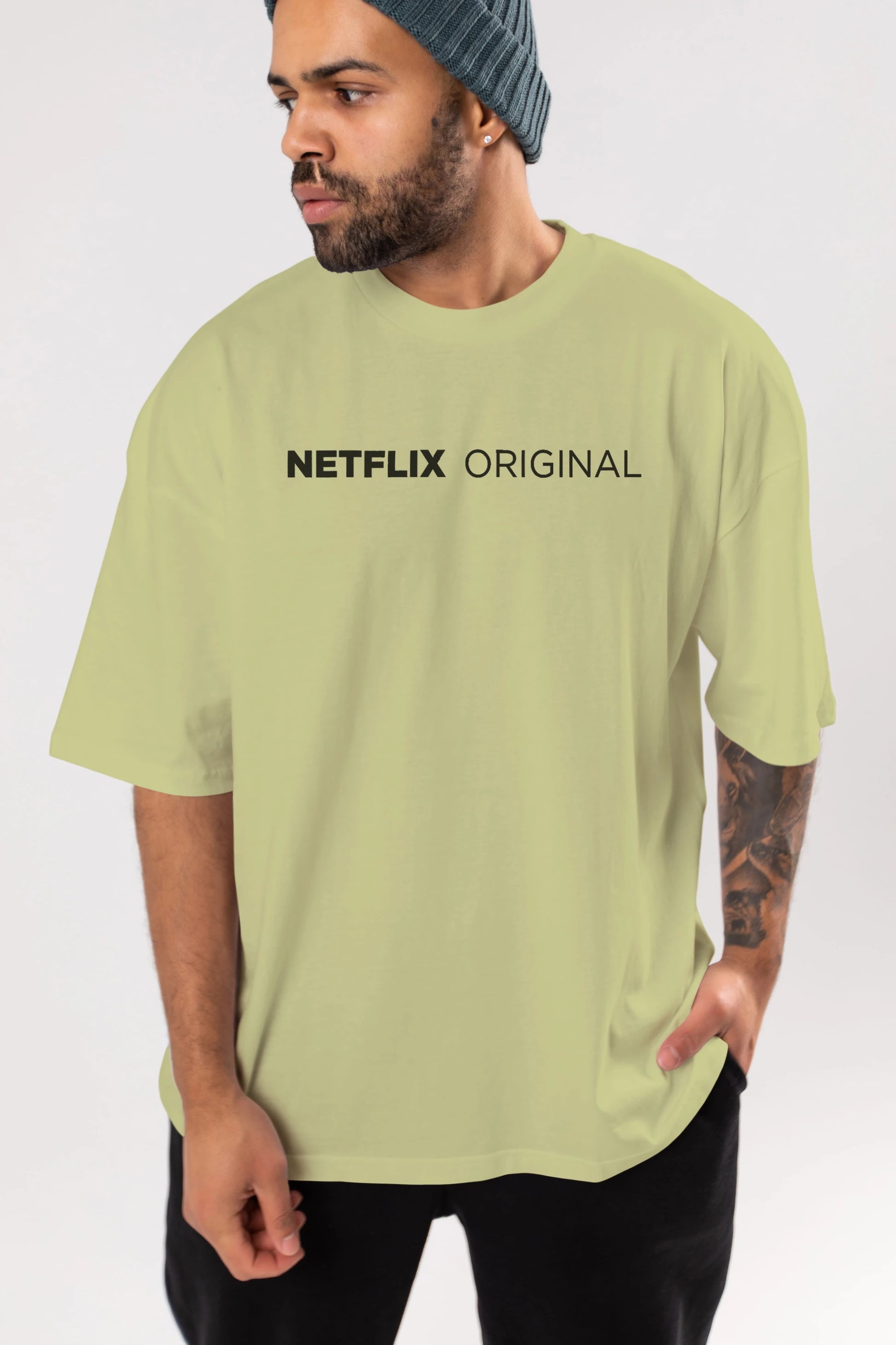 Netflix Original Ön Baskılı Oversize t-shirt %100 pamuk Erkek Kadın Unisex