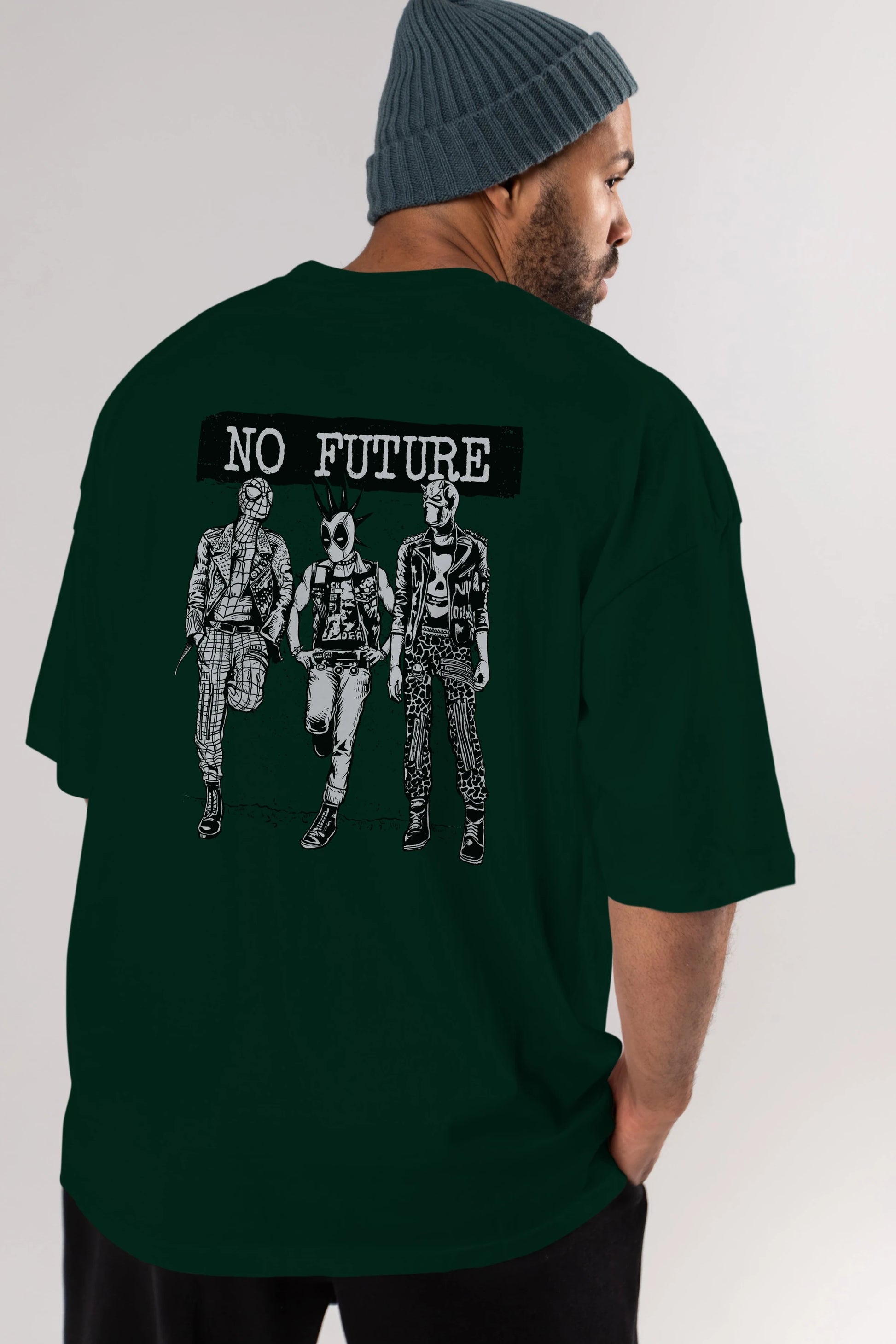 No Future Arka Baskılı Oversize t-shirt Erkek Kadın Unisex %100 Pamuk