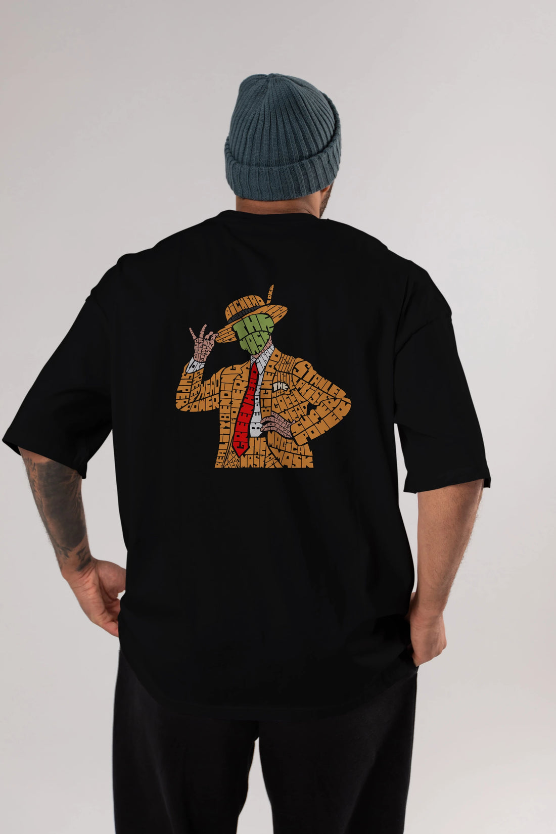 The Mask Arka Baskılı Oversize t-shirt %100 pamuk Erkek Kadın Unisex
