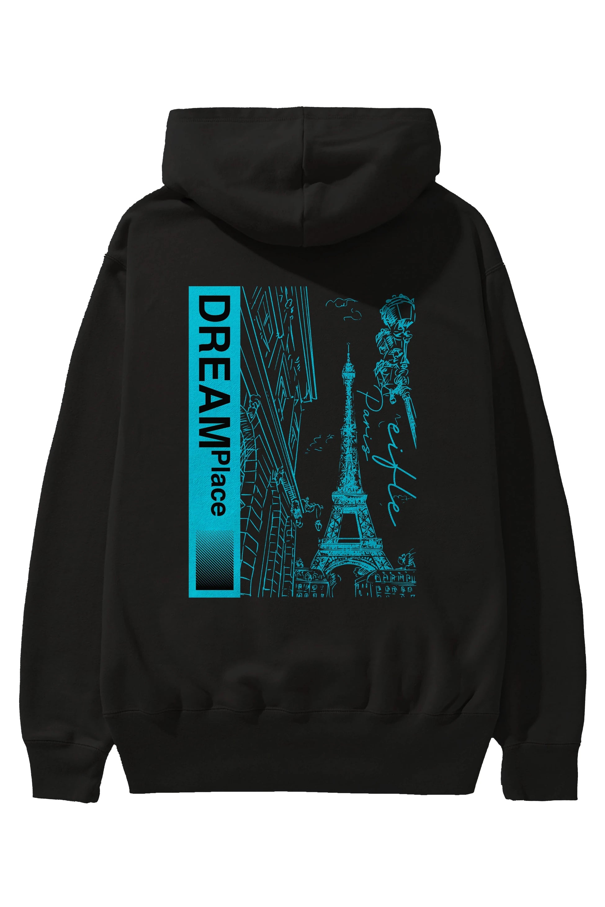 Dream Place Arka Baskılı Hoodie Oversize Kapüşonlu Sweatshirt Erkek Kadın Unisex