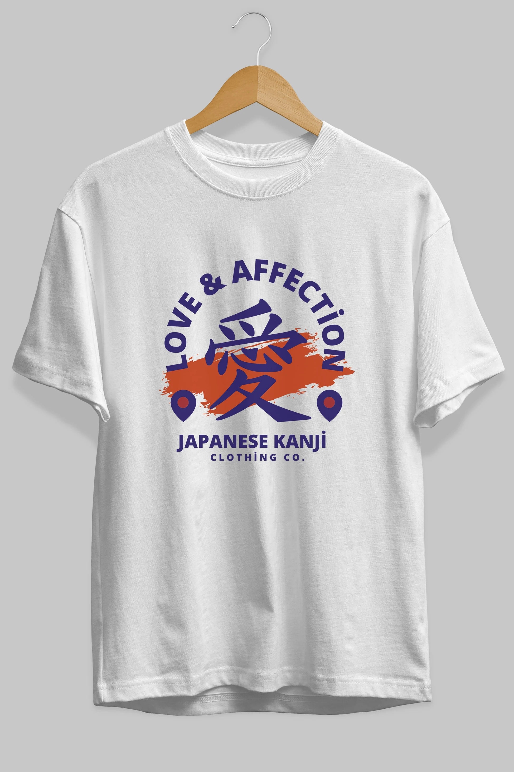 Love Affection Japanese Yazılı Ön Baskılı Oversize t-shirt Erkek Kadın Unisex