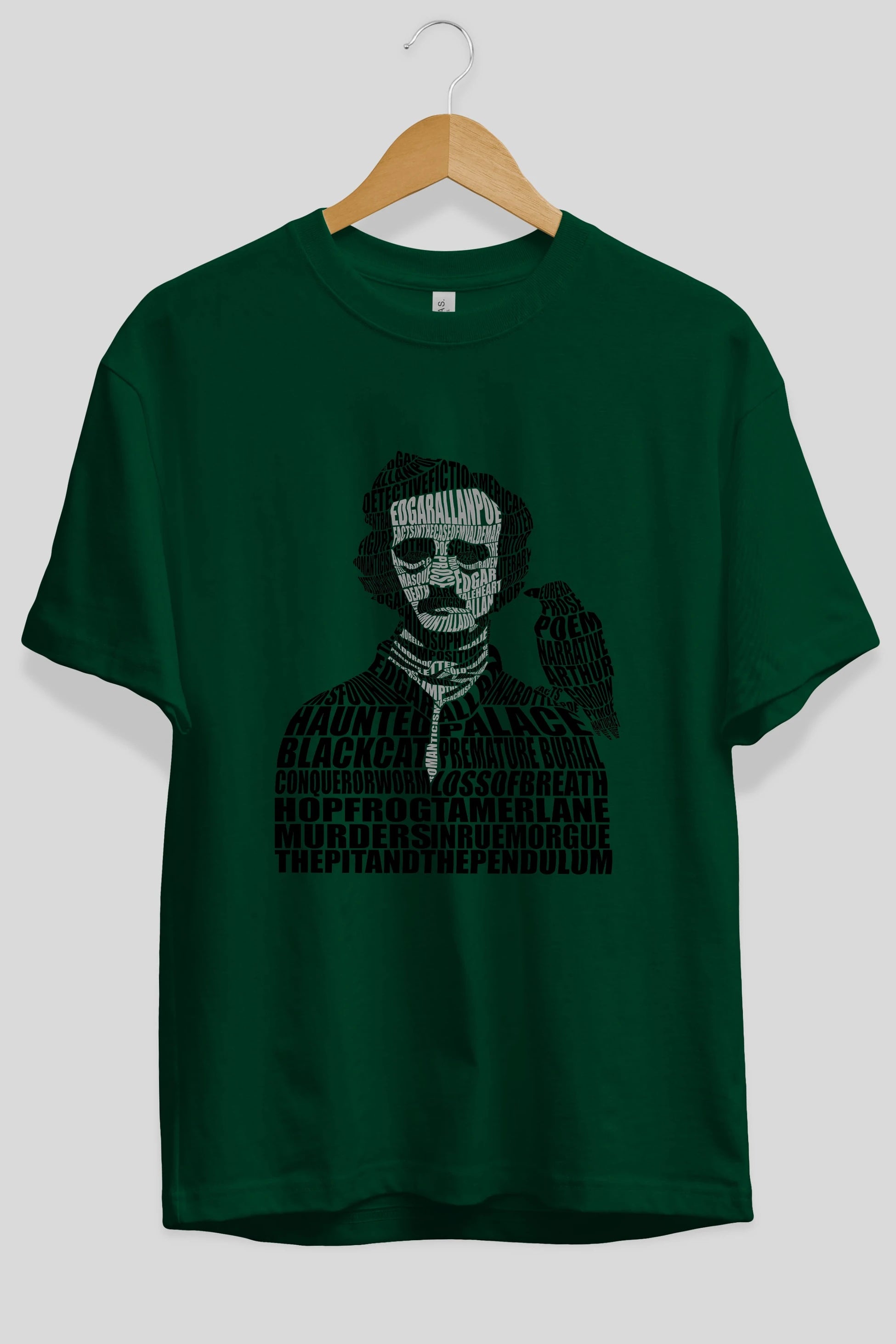 Edgar Alan Poe Calligram Ön Baskılı Oversize t-shirt %100 pamuk Erkek Kadın Unisex