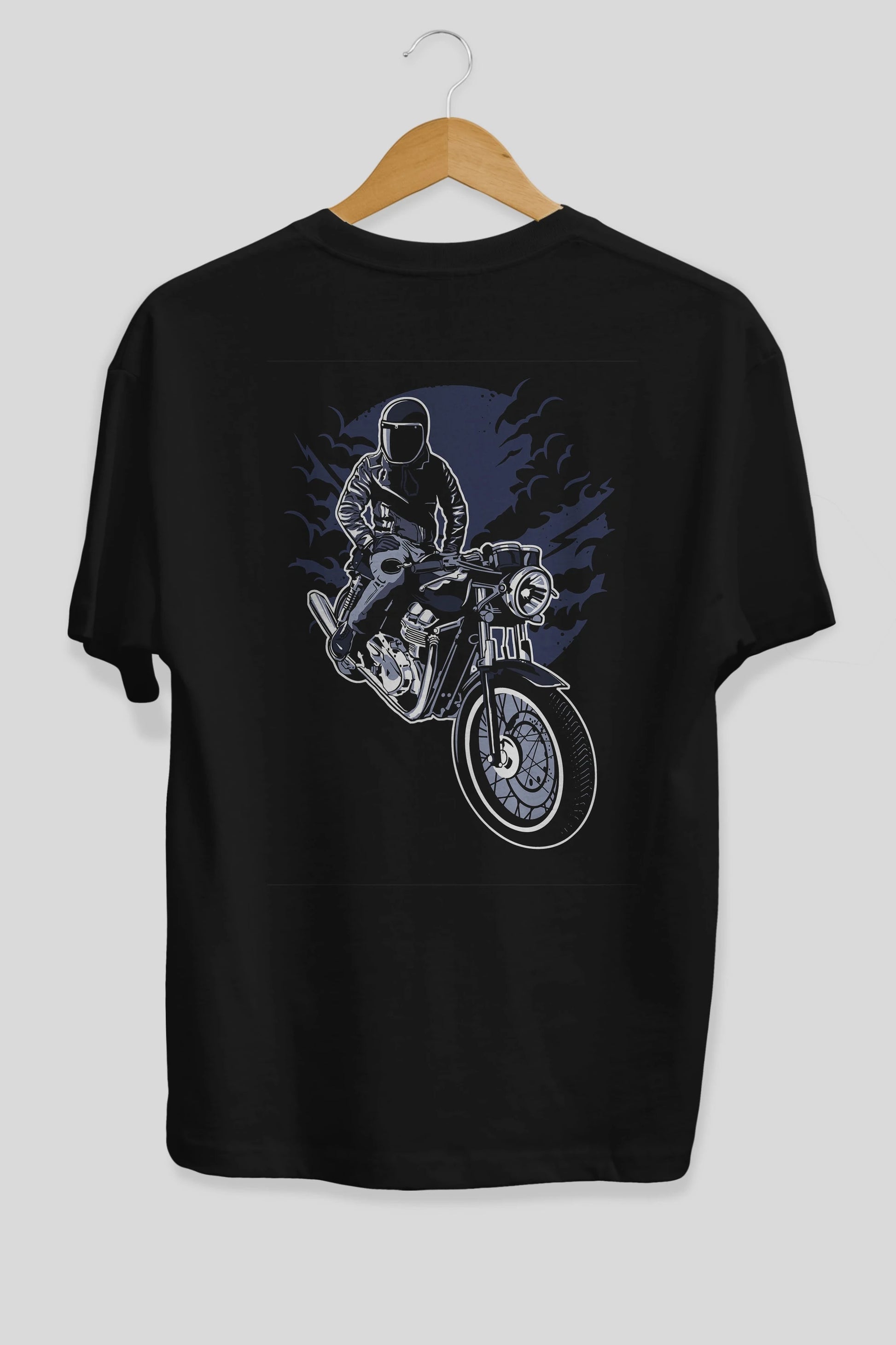 Night Rider Arka Baskılı Oversize t-shirt Erkek Kadın Unisex %100 Pamuk