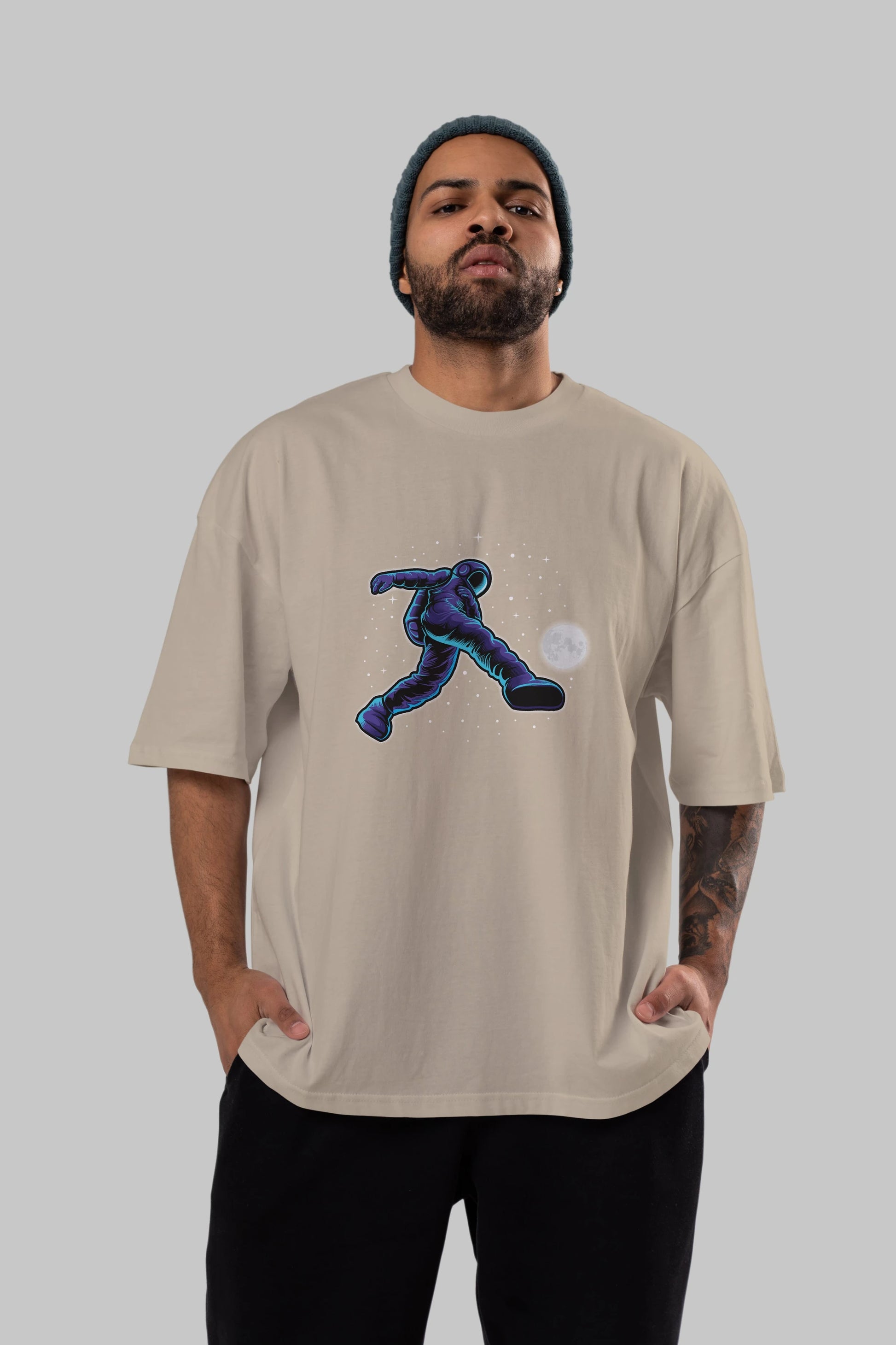 Astroball in Space Ön Baskılı Oversize t-shirt Erkek Kadın Unisex