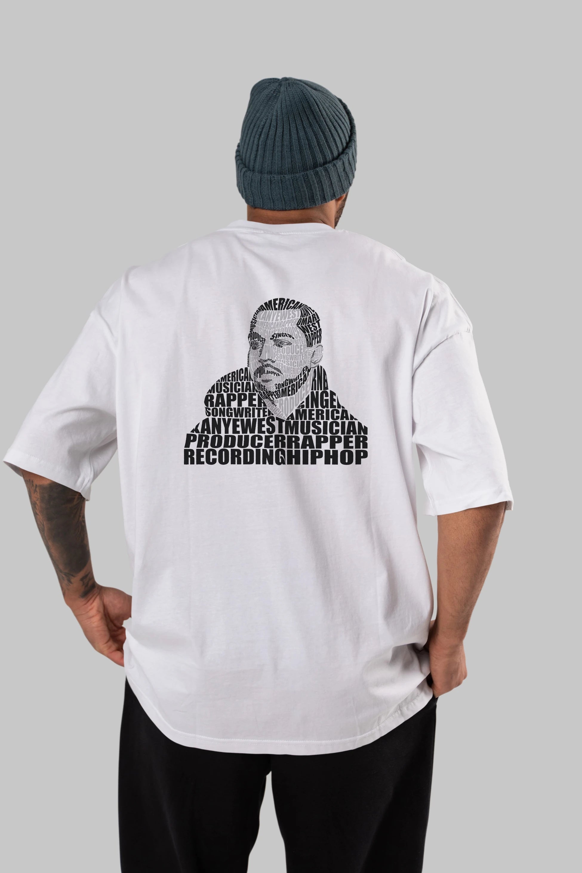 Kanye West Calligram Arka Baskılı Oversize t-shirt %100 pamuk Erkek Kadın Unisex