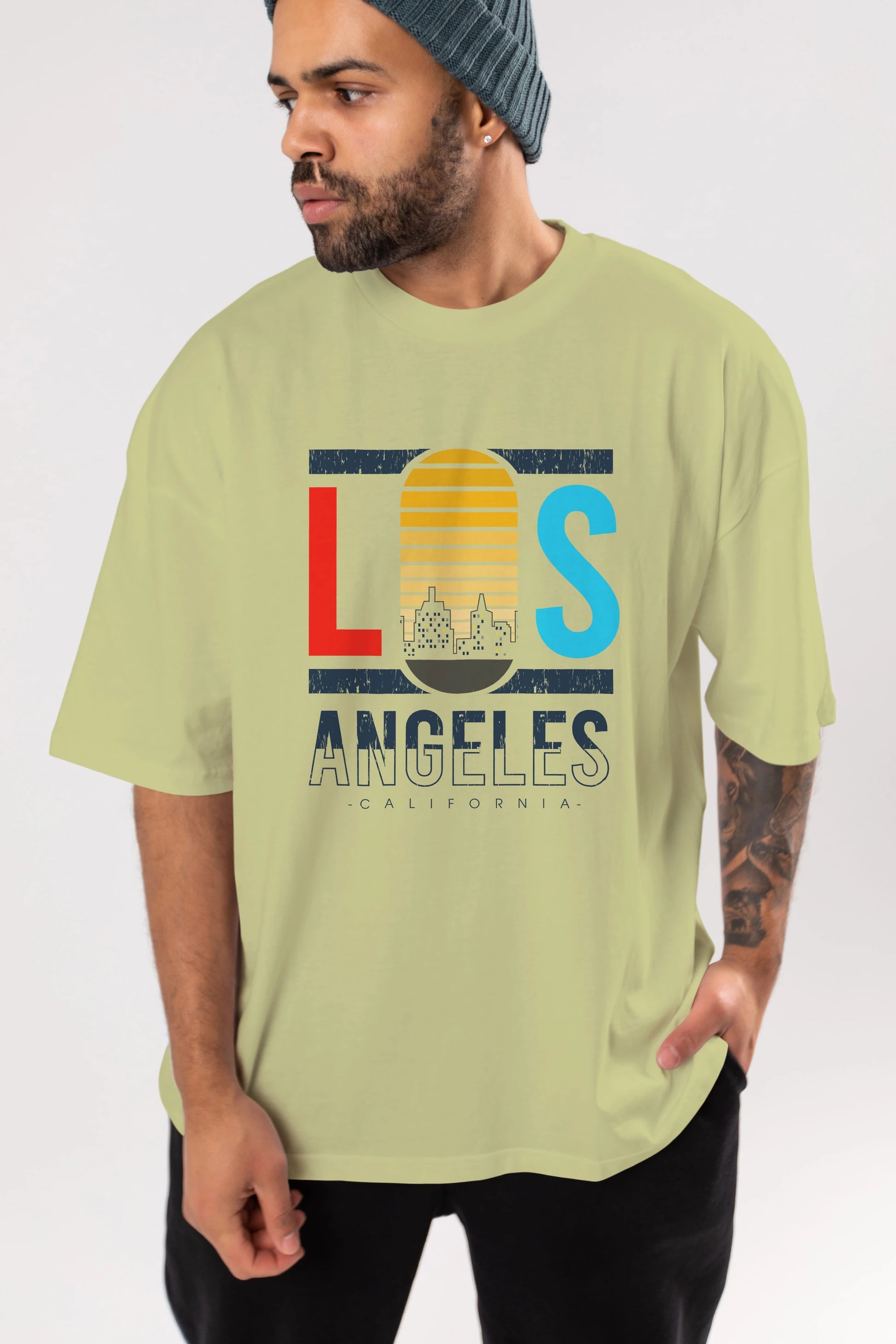 Los Angeles Ön Baskılı Oversize t-shirt Erkek Kadın Unisex