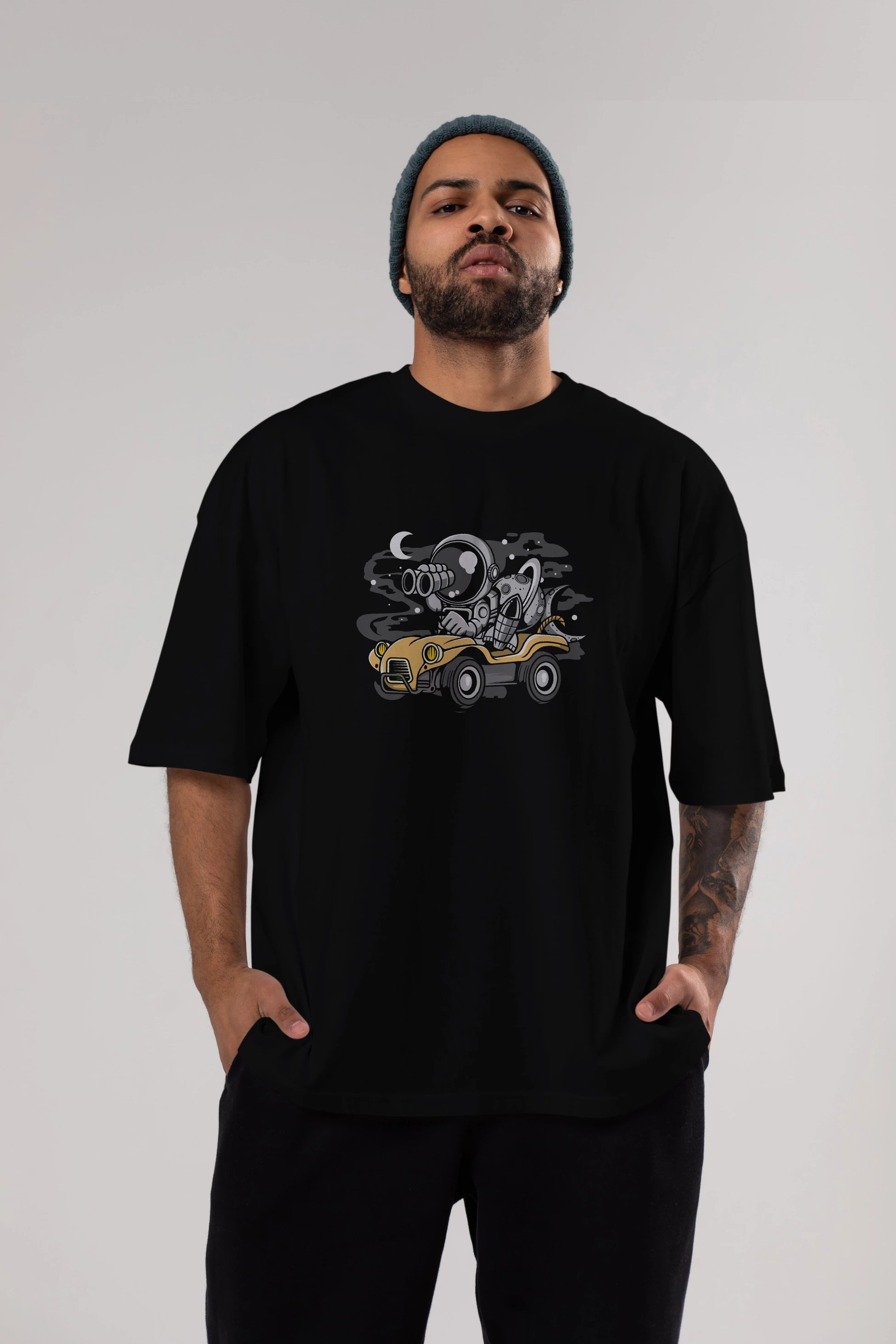 Astronaut Adventure Ön Baskılı Oversize t-shirt Erkek Kadın Unisex