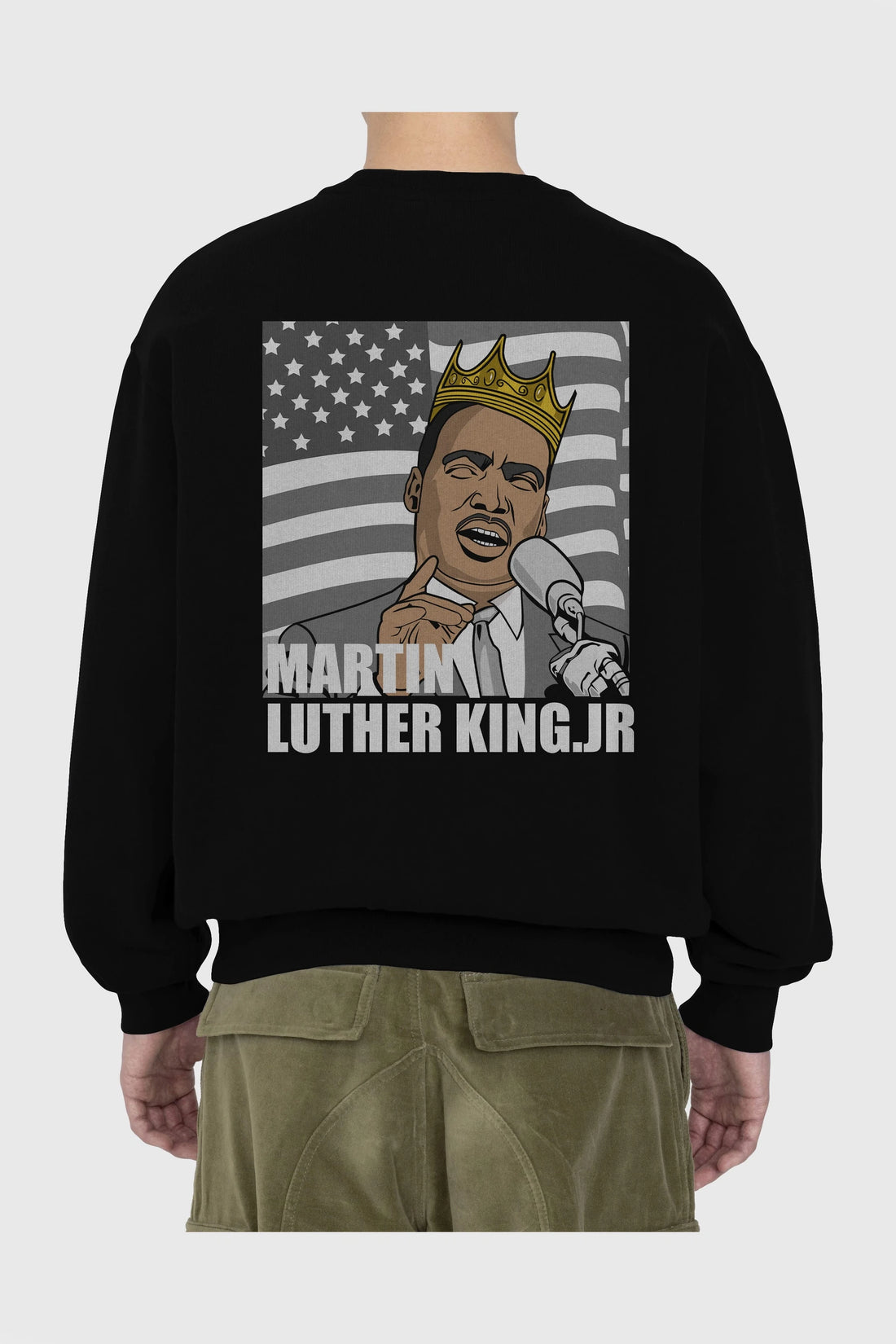Luther King Arka Baskılı Oversize Sweatshirt Erkek Kadın Unisex