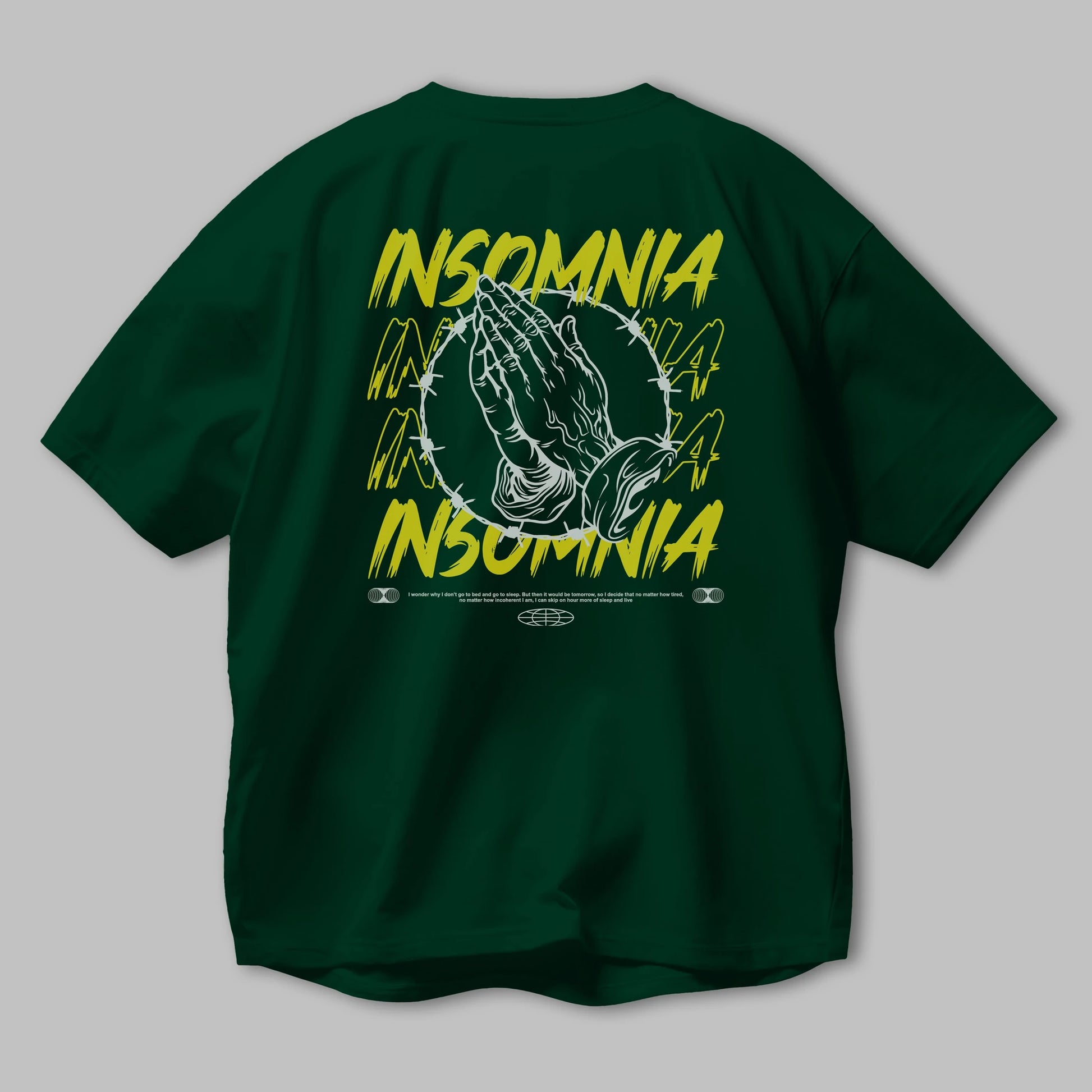 Insomnia Streetwear Arka Baskılı Oversize t-shirt Erkek Kadın Unisex