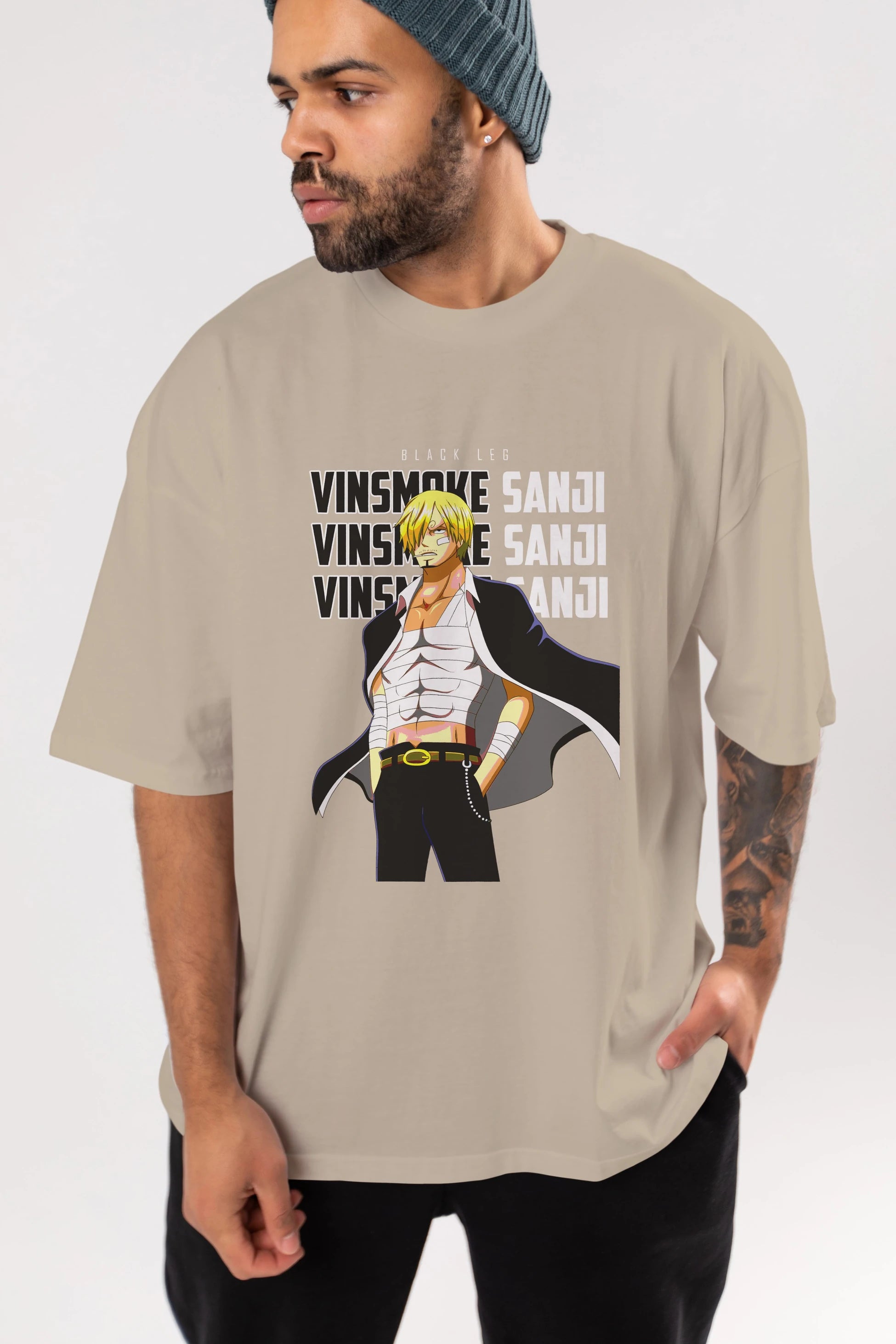 Sanji Anime Ön Baskılı Oversize t-shirt Erkek Kadın Unisex