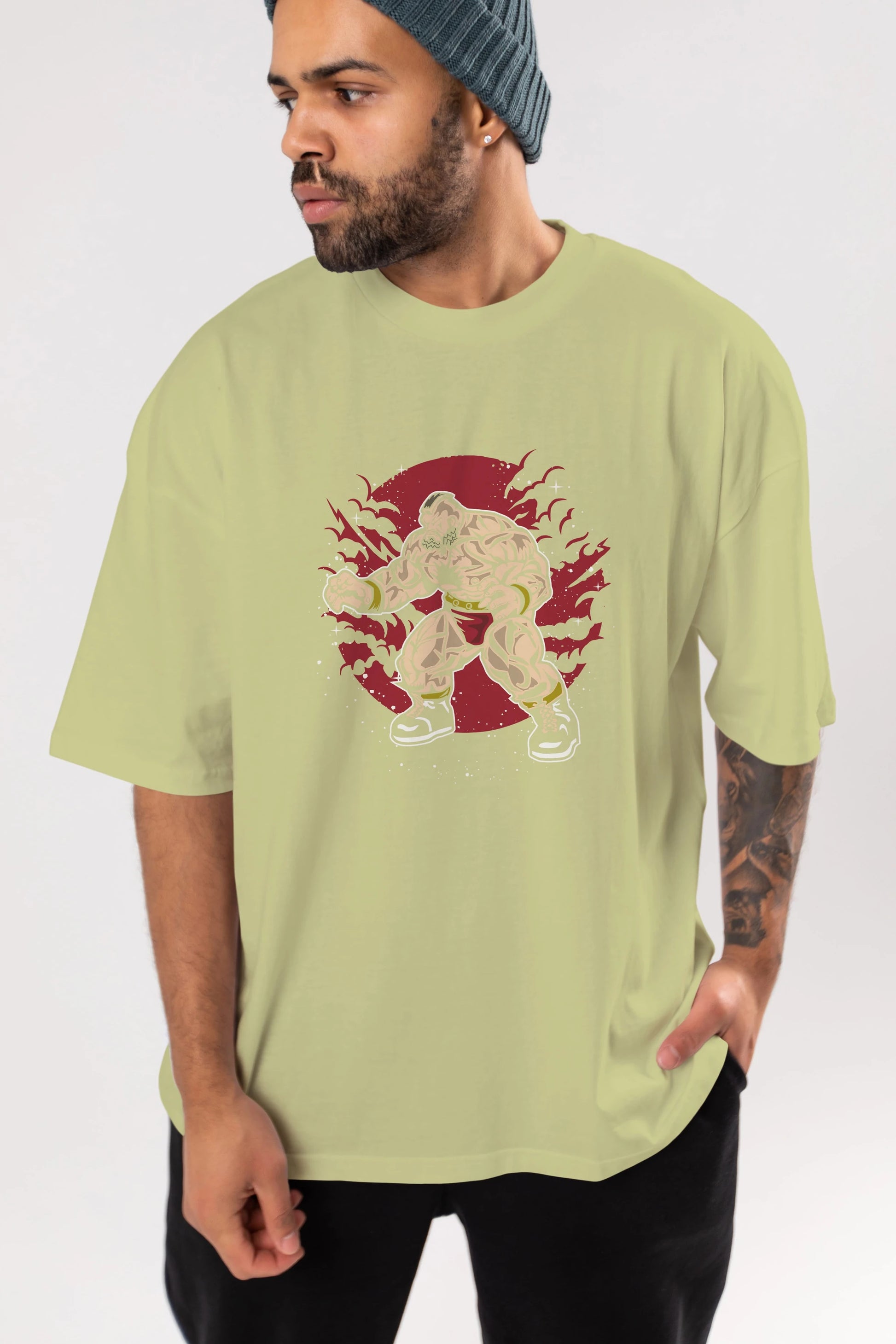 ZANGGIEF Ön Baskılı Oversize t-shirt Erkek Kadın Unisex %100 Pamuk tişort
