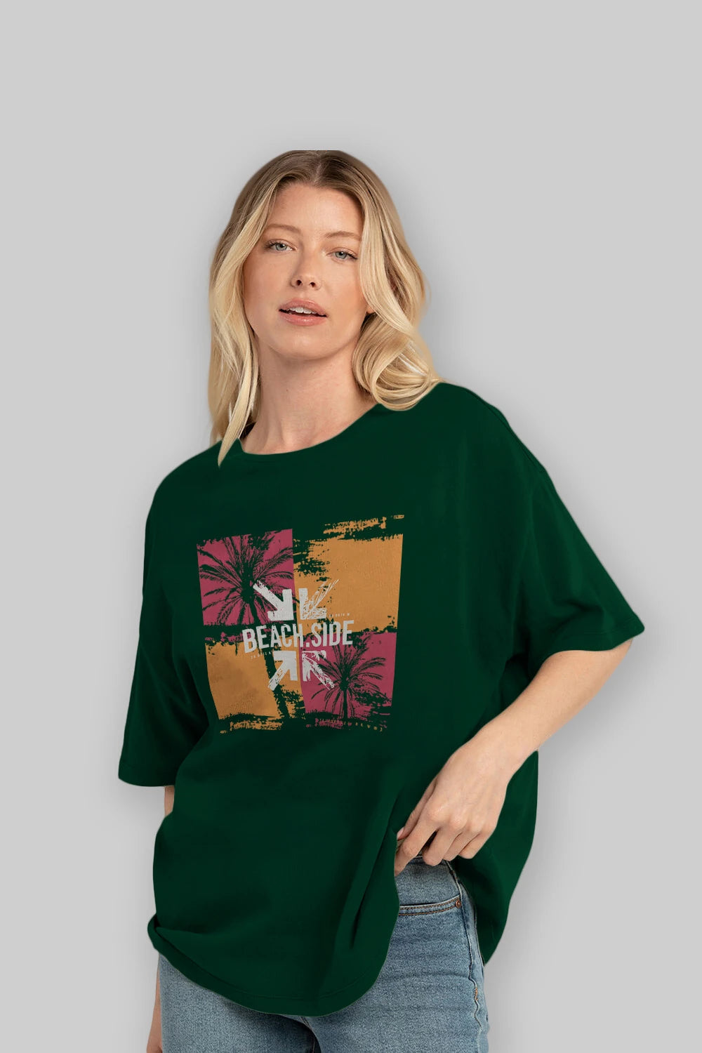 Beach Side Ön Baskılı Oversize t-shirt Erkek Kadın Unisex