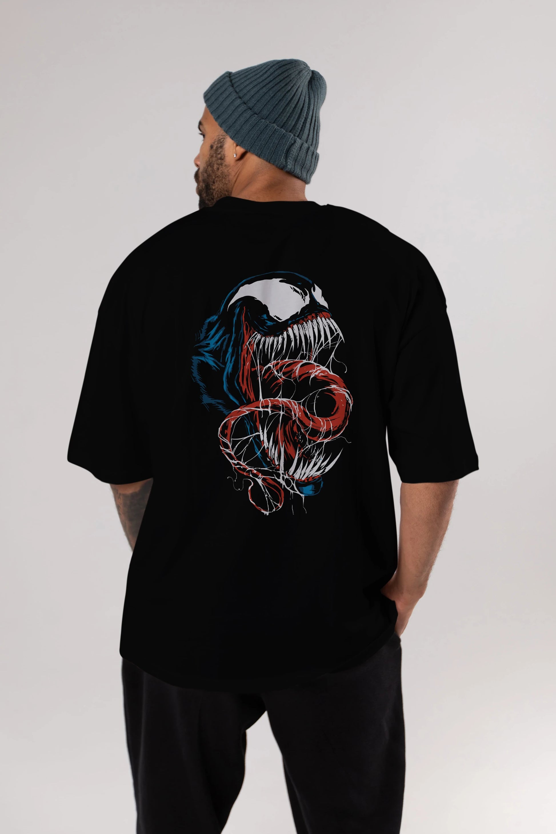 Venom (10) Arka Baskılı Oversize t-shirt Erkek Kadın Unisex %100 Pamuk Bisiklet Yaka tişort