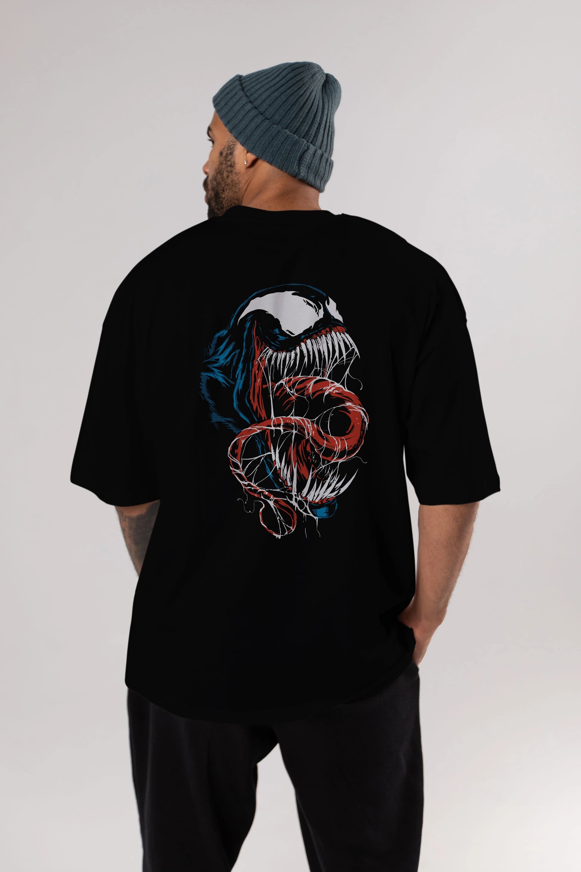 Venom (10) Arka Baskılı Oversize t-shirt Erkek Kadın Unisex %100 Pamuk Bisiklet Yaka tişort