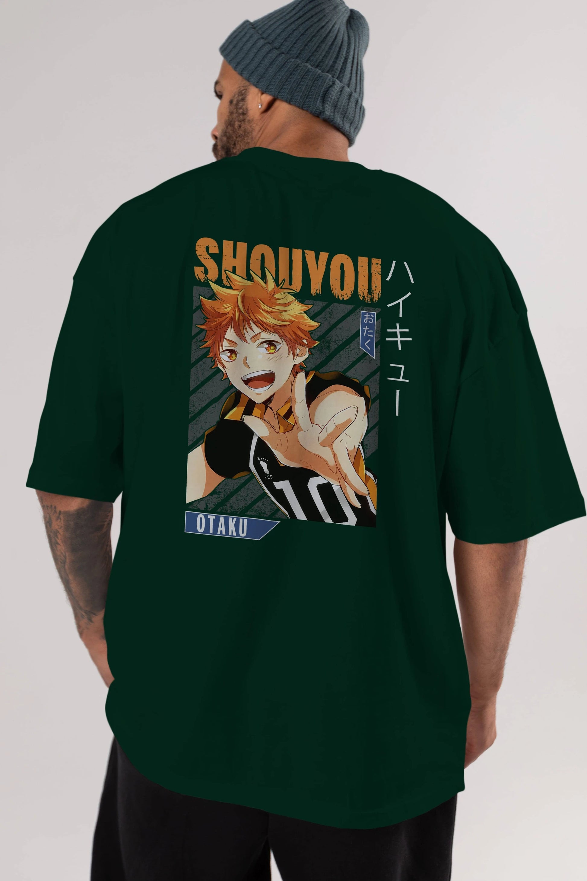 Shouyou Hinata 9 Anime Arka Baskılı Oversize t-shirt Erkek Kadın Unisex
