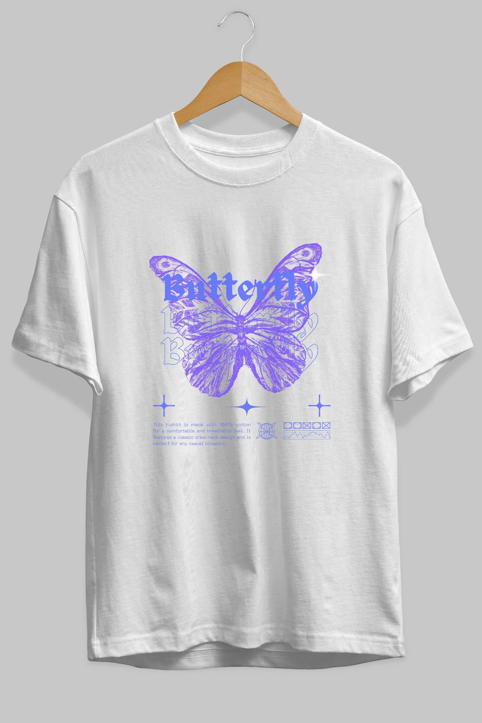 Butterfly Streetwear Ön Baskılı Oversize t-shirt Erkek Kadın Unisex