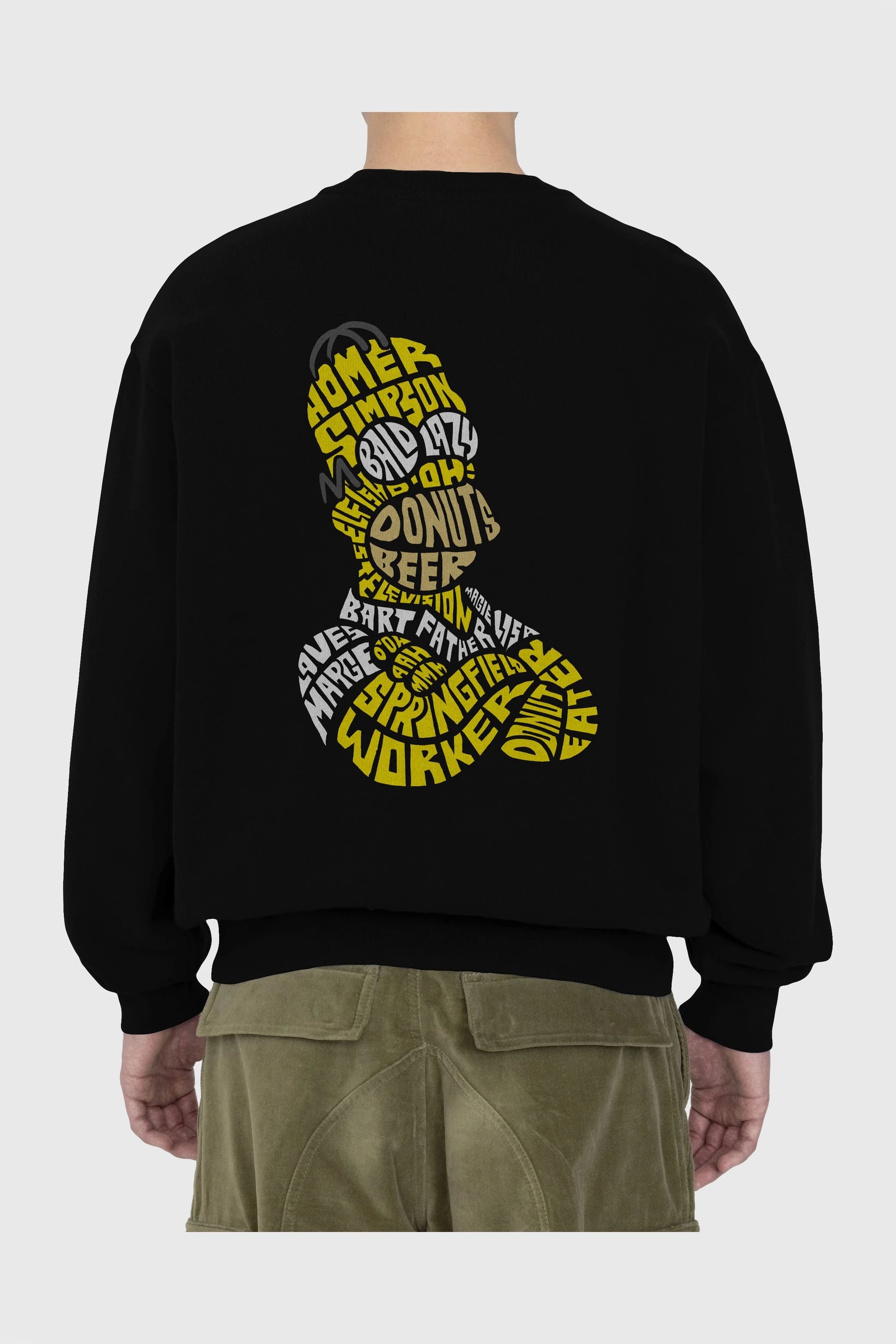 Homer Simpson Arka Baskılı Oversize Sweatshirt Erkek Kadın Unisex