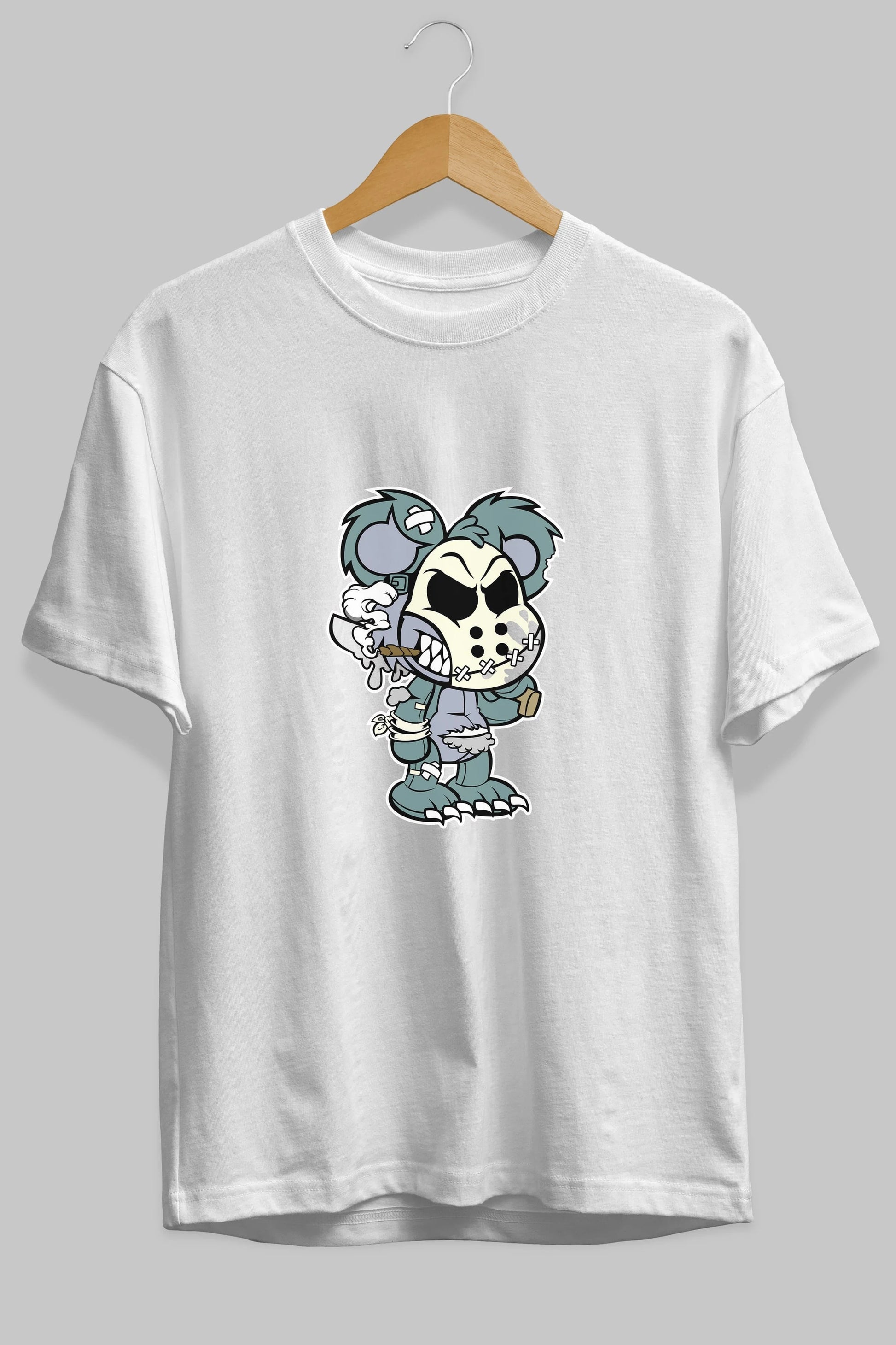 Evil Teddy Bear Ön Baskılı Oversize t-shirt Erkek Kadın Unisex %100 Pamuk tişort